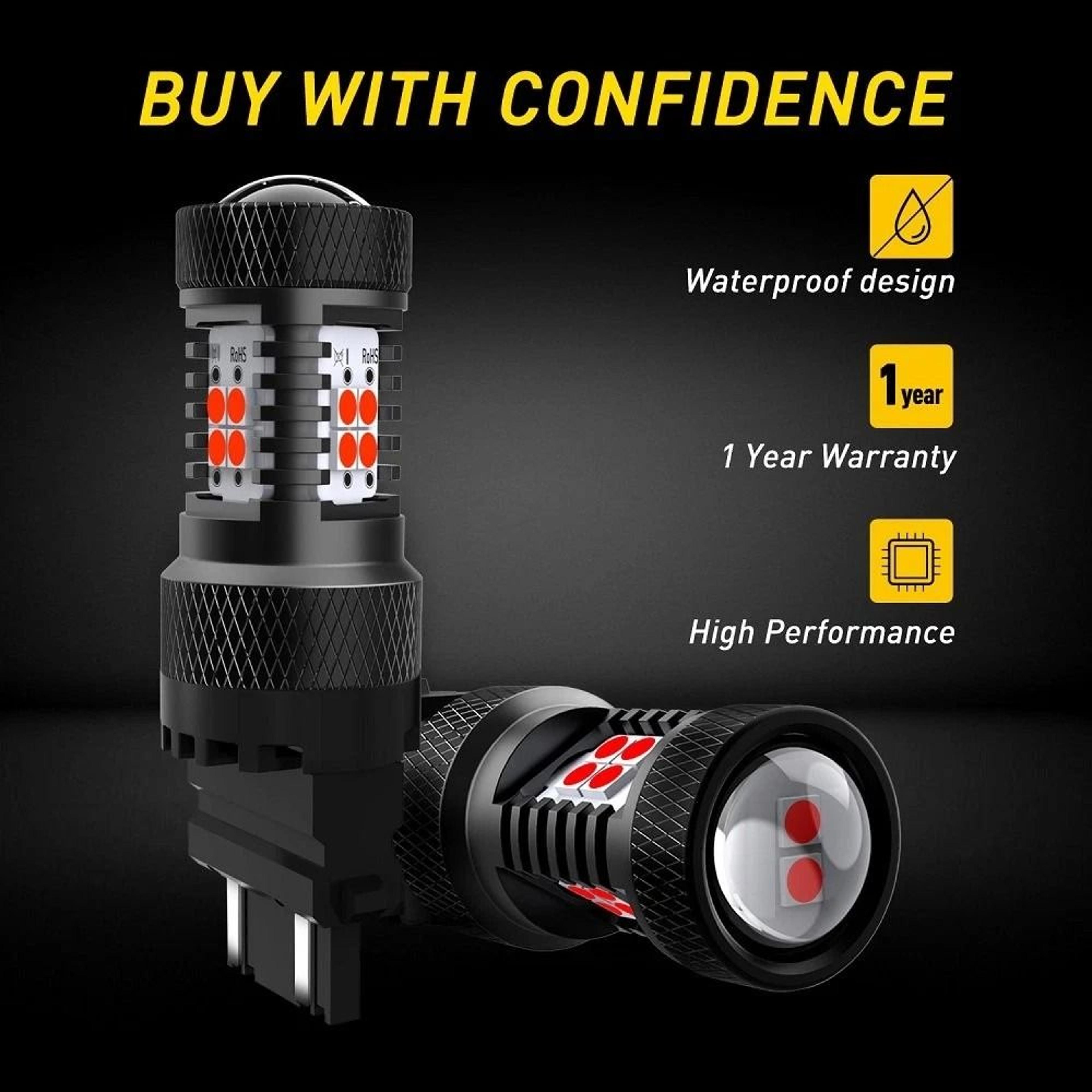 LED Stop Tail Brake Light Bulbs Pure Red Wide Voltage Aluminum Alloy 4