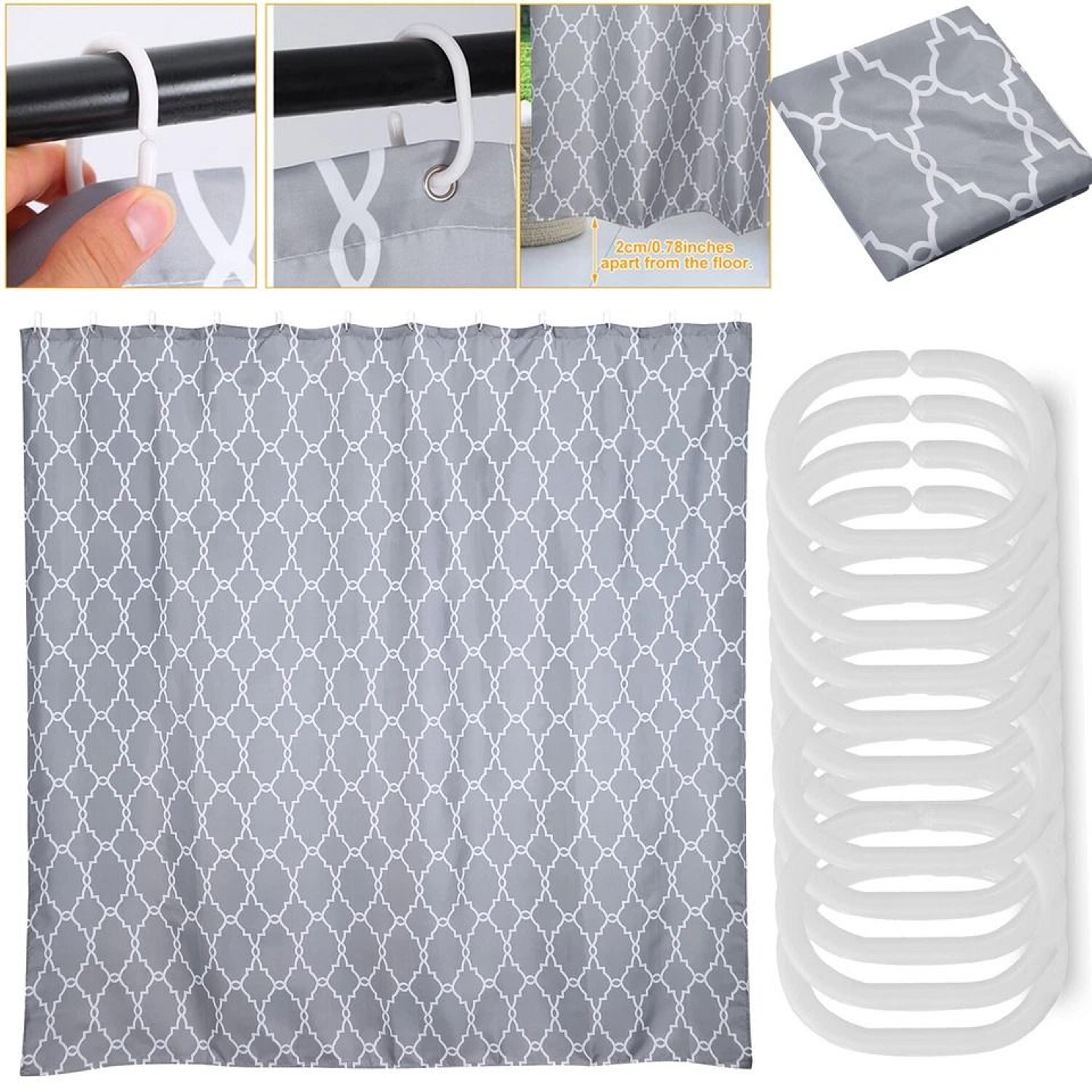 Polyester Shower Curtain Waterproof Bathroom Drapes MildewResistant With EcoFriendly Material 1