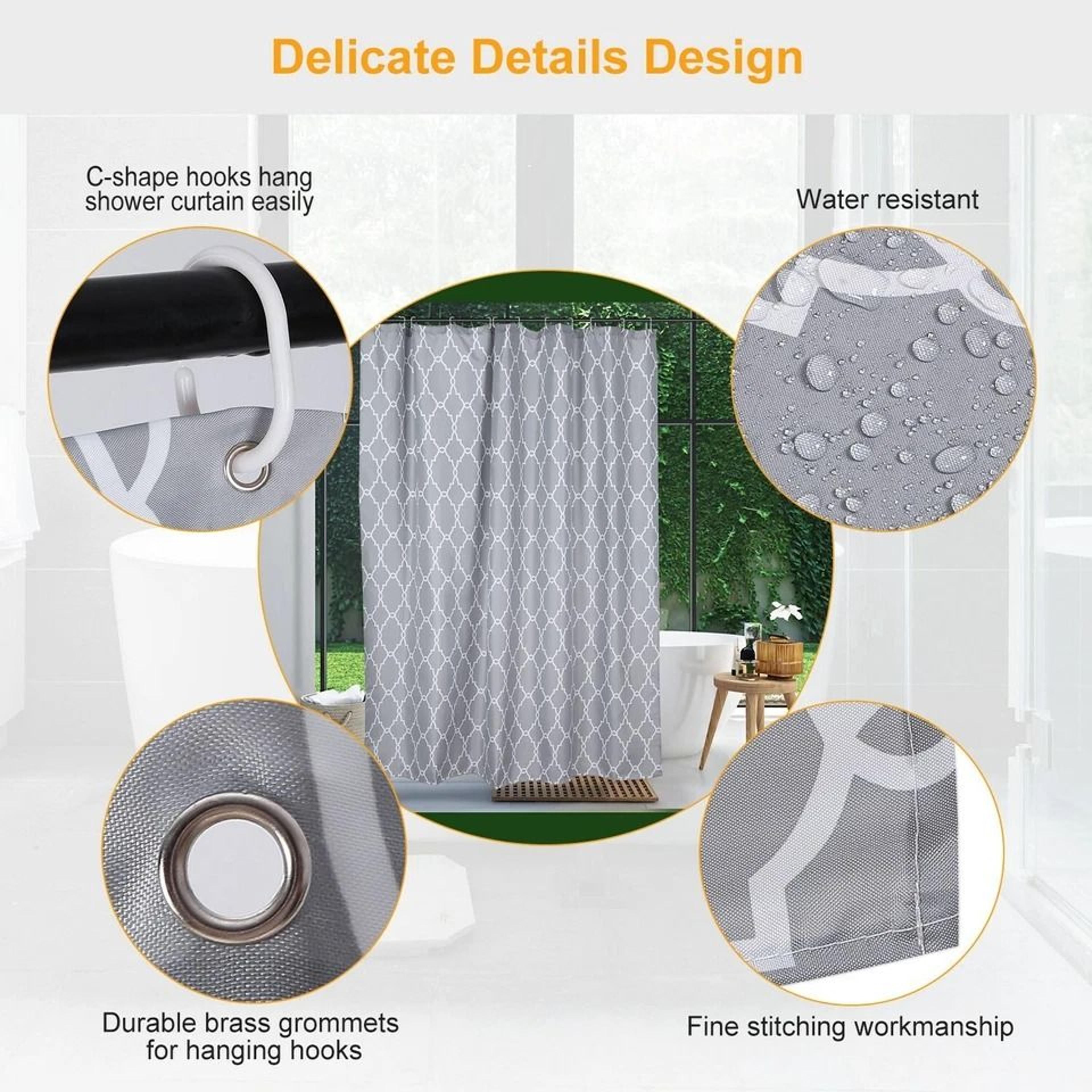 Polyester Shower Curtain Waterproof Bathroom Drapes MildewResistant With EcoFriendly Material 4