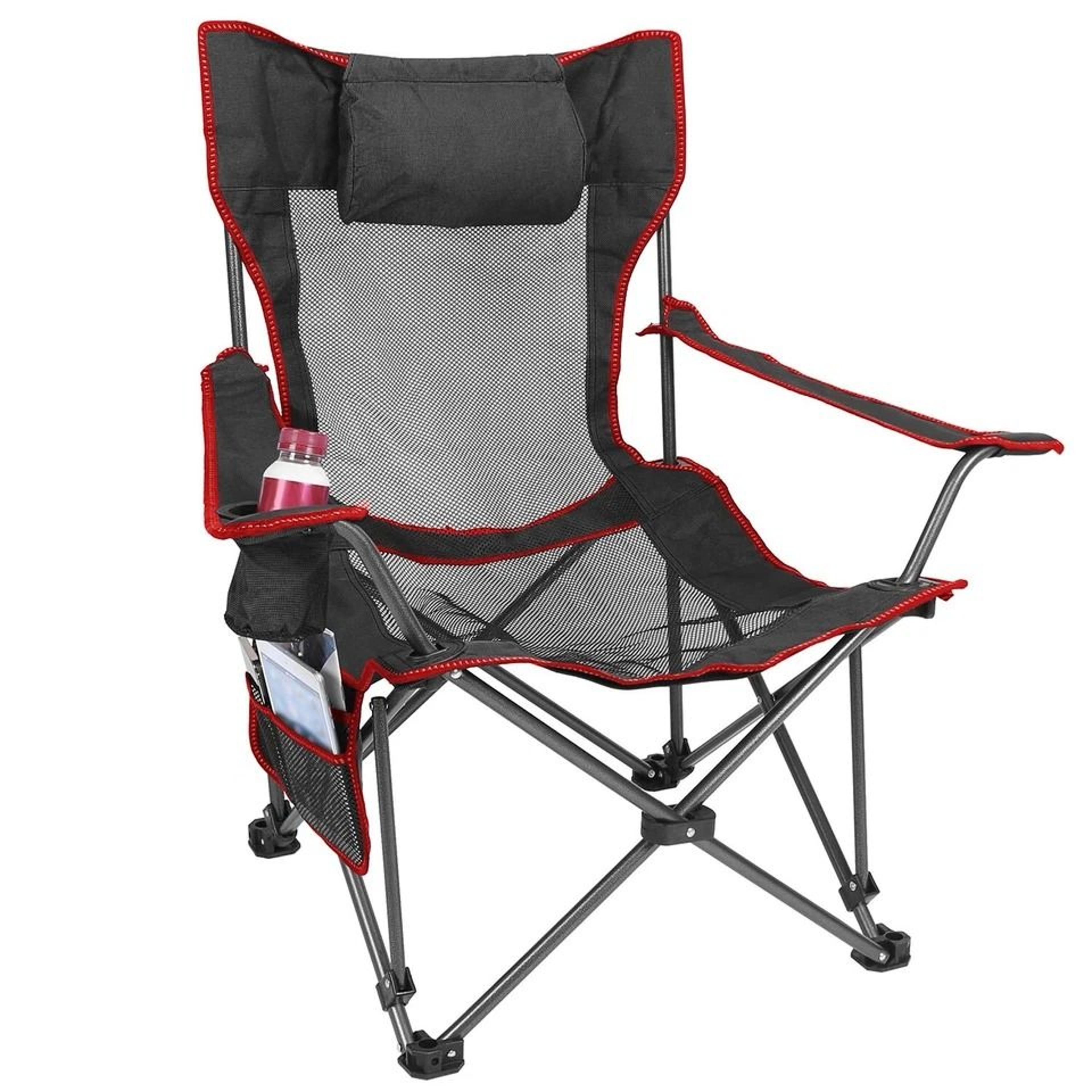 Heavy Duty Steel Camping Lounge Chair Foldable With Reclining Backrest Load Capacity 6