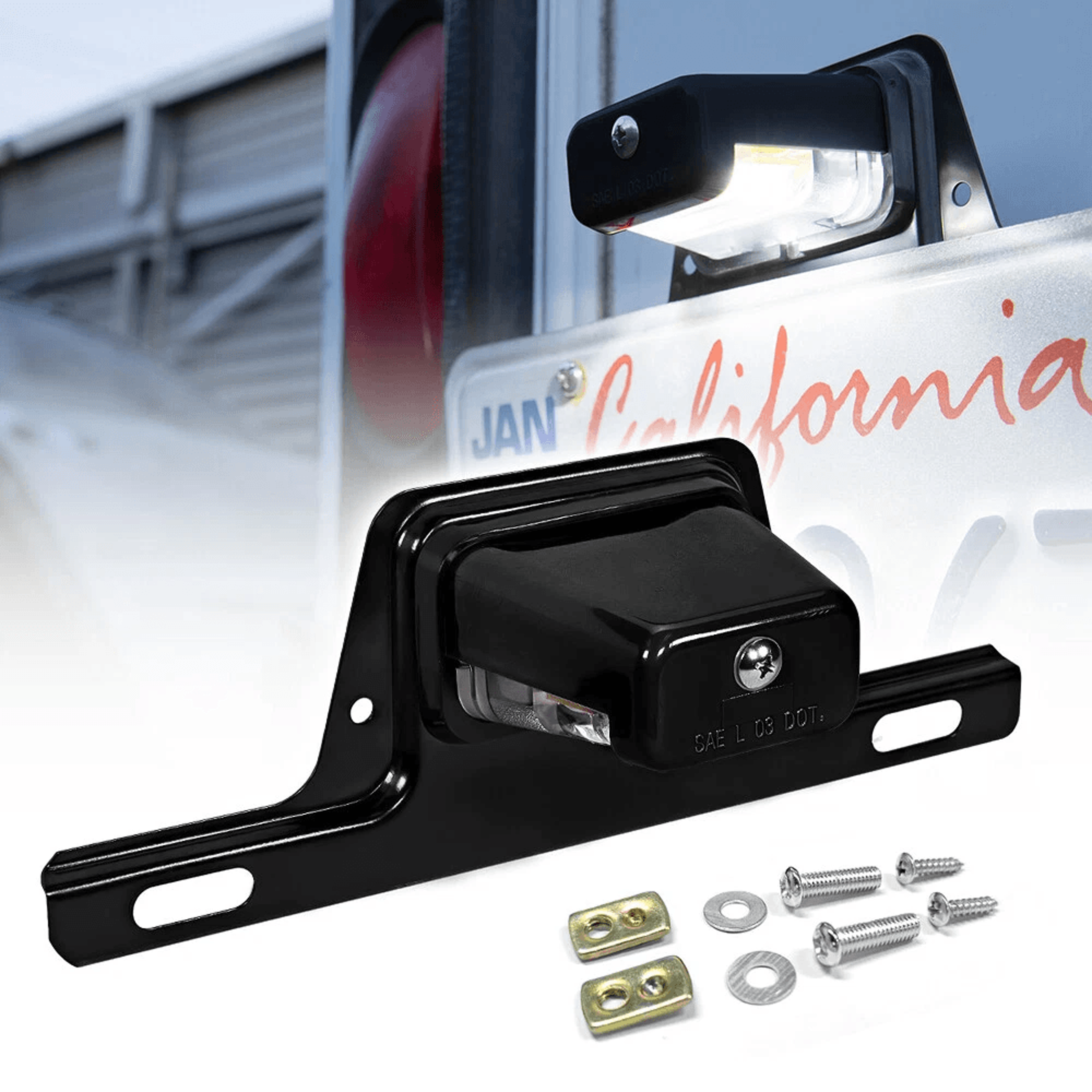 led license plate light dc bracket-mount for utv atv trailer truck