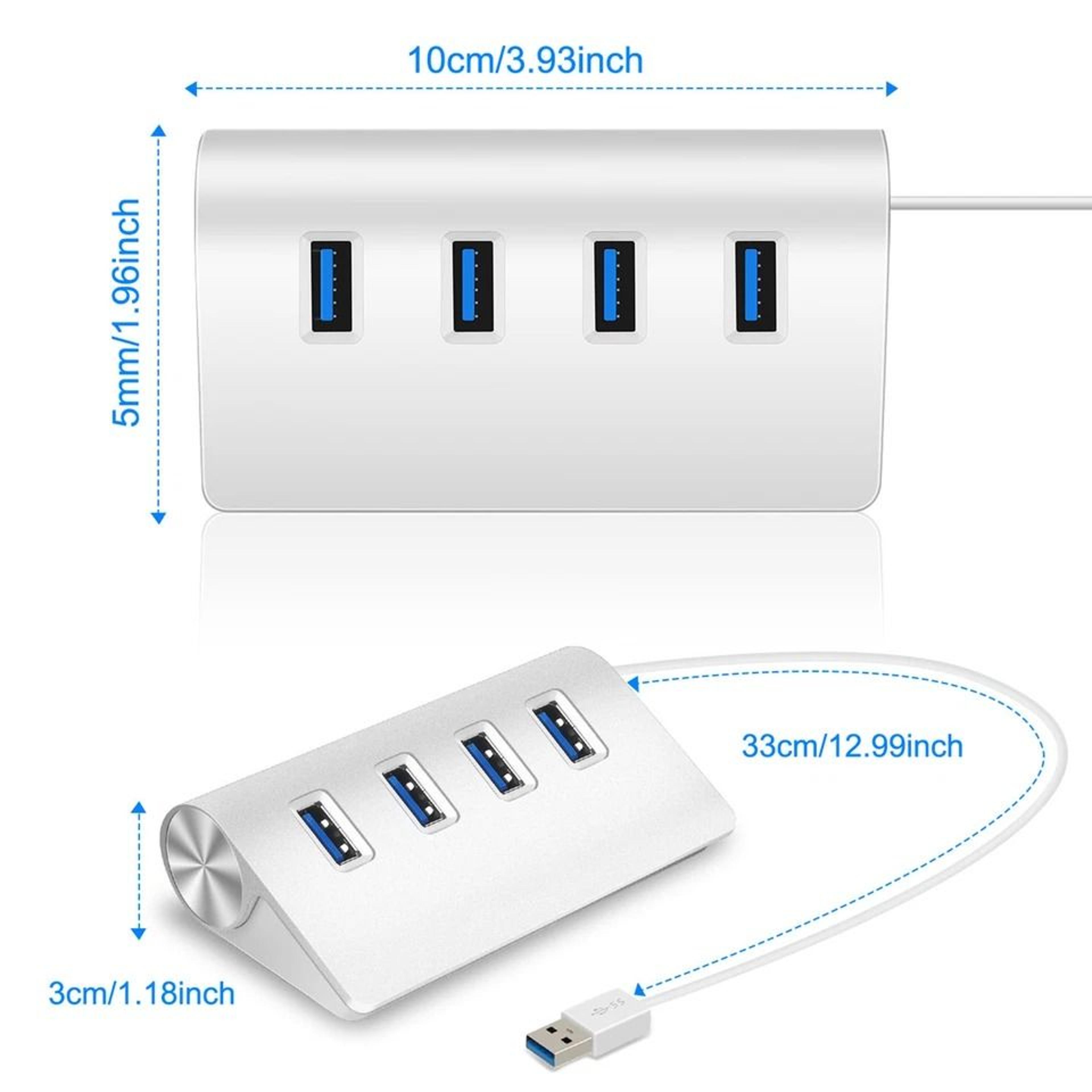 Portable USB Hub HighSpeed Data Transfer Aluminum Alloy Charging Hub For Windows PC Mac 7