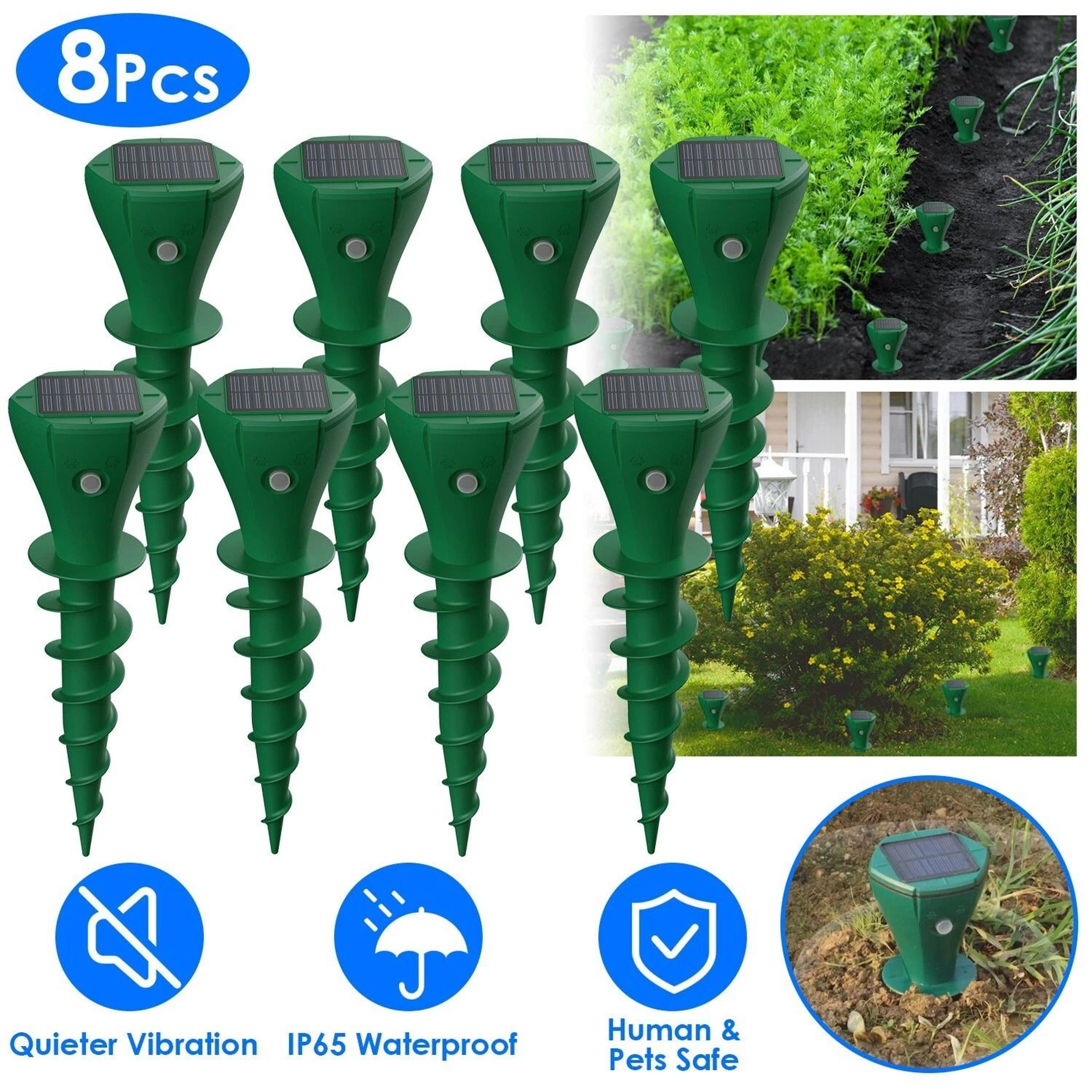 Solar Mole Repellent 8Pcs Gopher  Groundhog Deterrent Stake Tool VibrationActivated For Outdoor Use