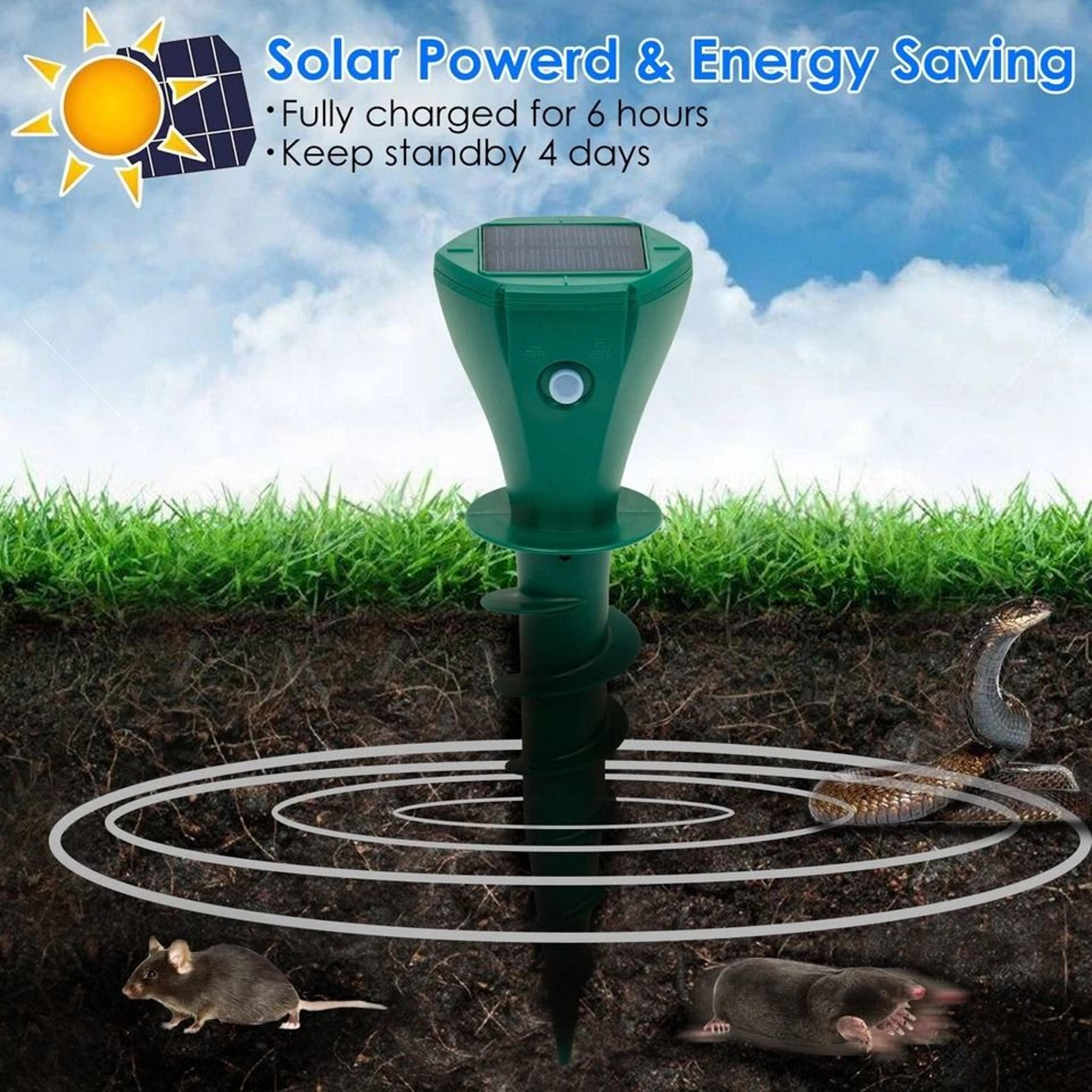 Solar Mole Repellent 8Pcs Gopher  Groundhog Deterrent Stake Tool VibrationActivated For Outdoor Use