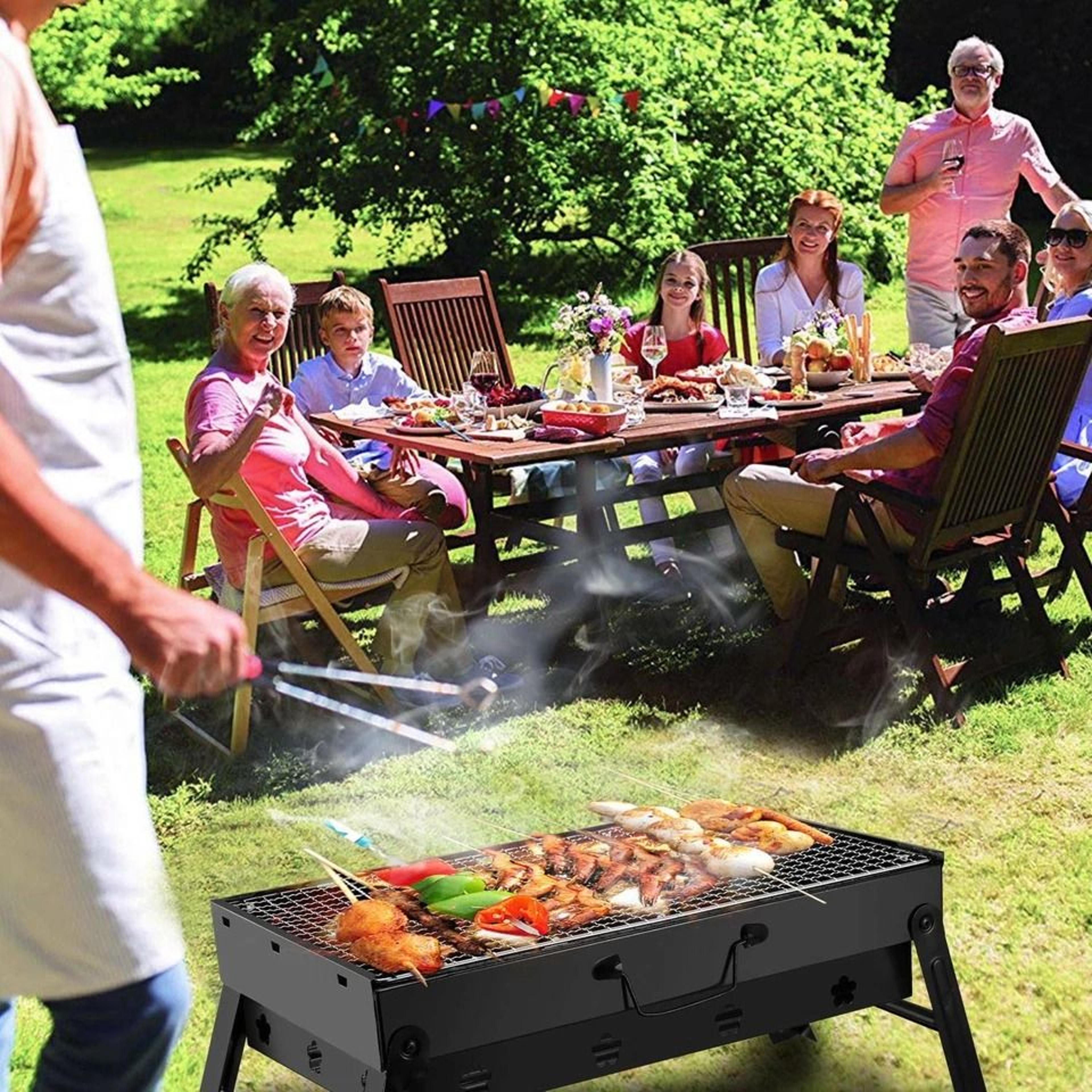 Portable BBQ Barbecue Grill Folding Charcoal Stove Outdoor Cooker For Camping Tailgating Garden BBQ 9