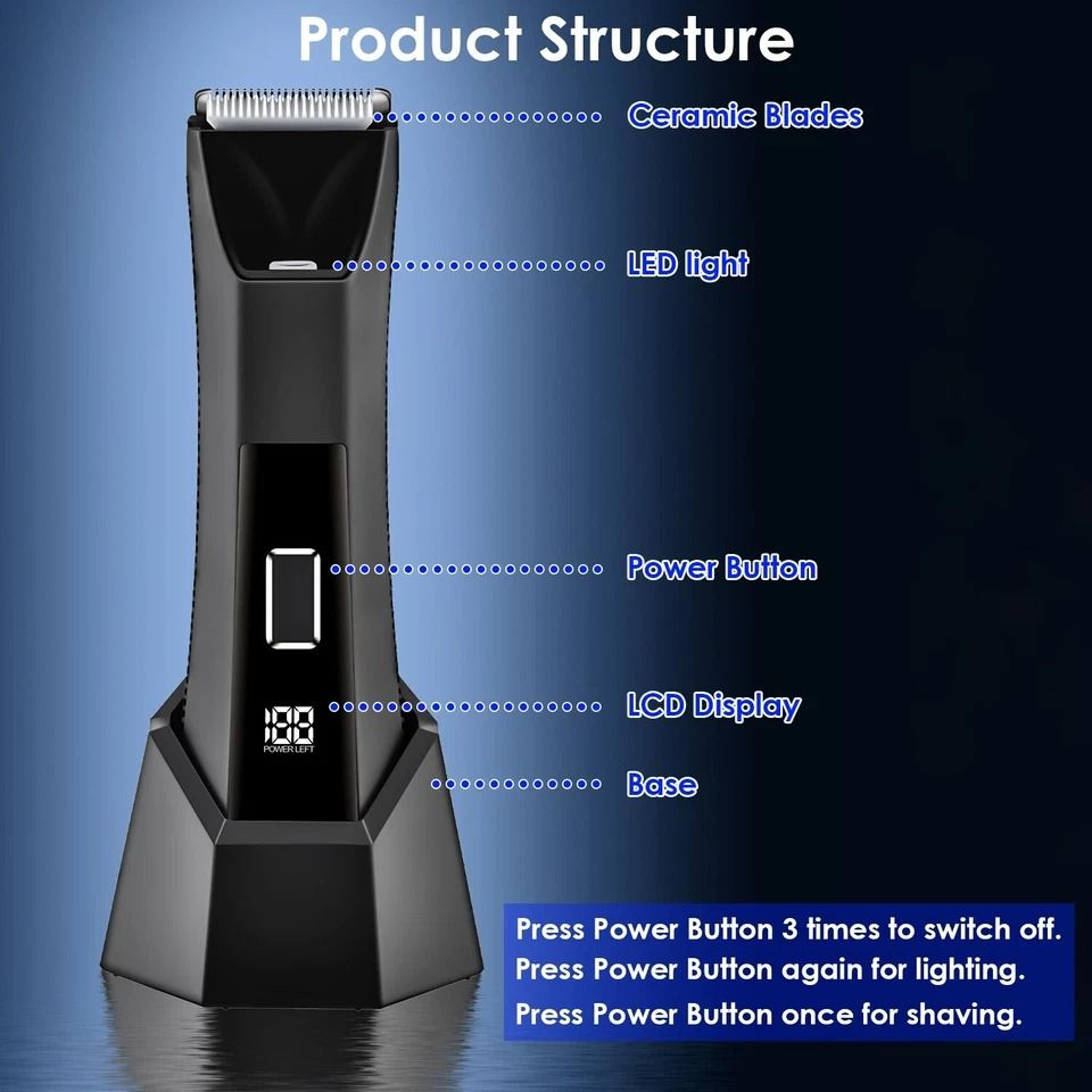 Waterproof Electric Body Trimmer Cordless Beard Shaver Groin  Pubic Hair Grooming For Men Rechargea 10