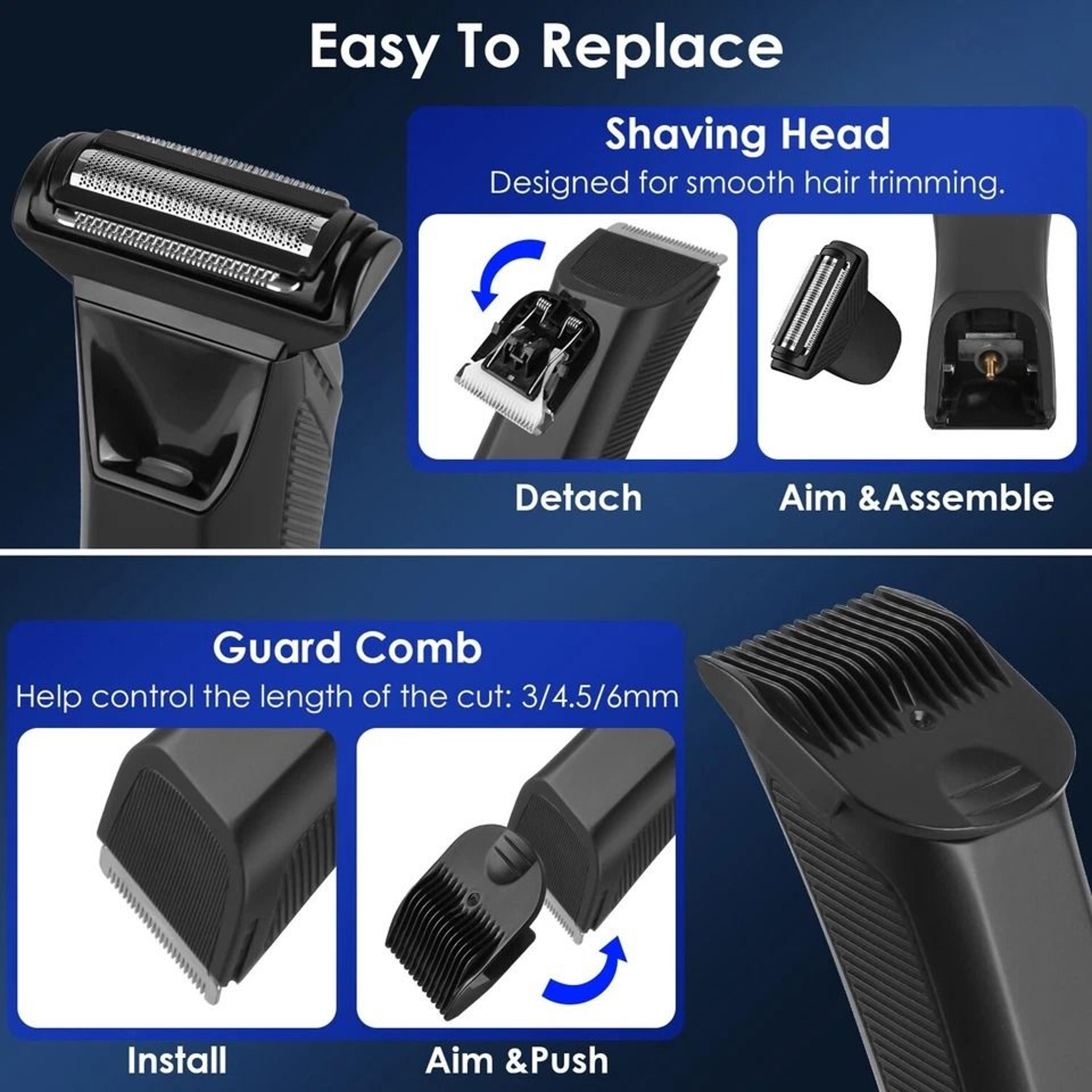 Waterproof Electric Body Trimmer Cordless Beard Shaver Groin  Pubic Hair Grooming For Men Rechargea 4