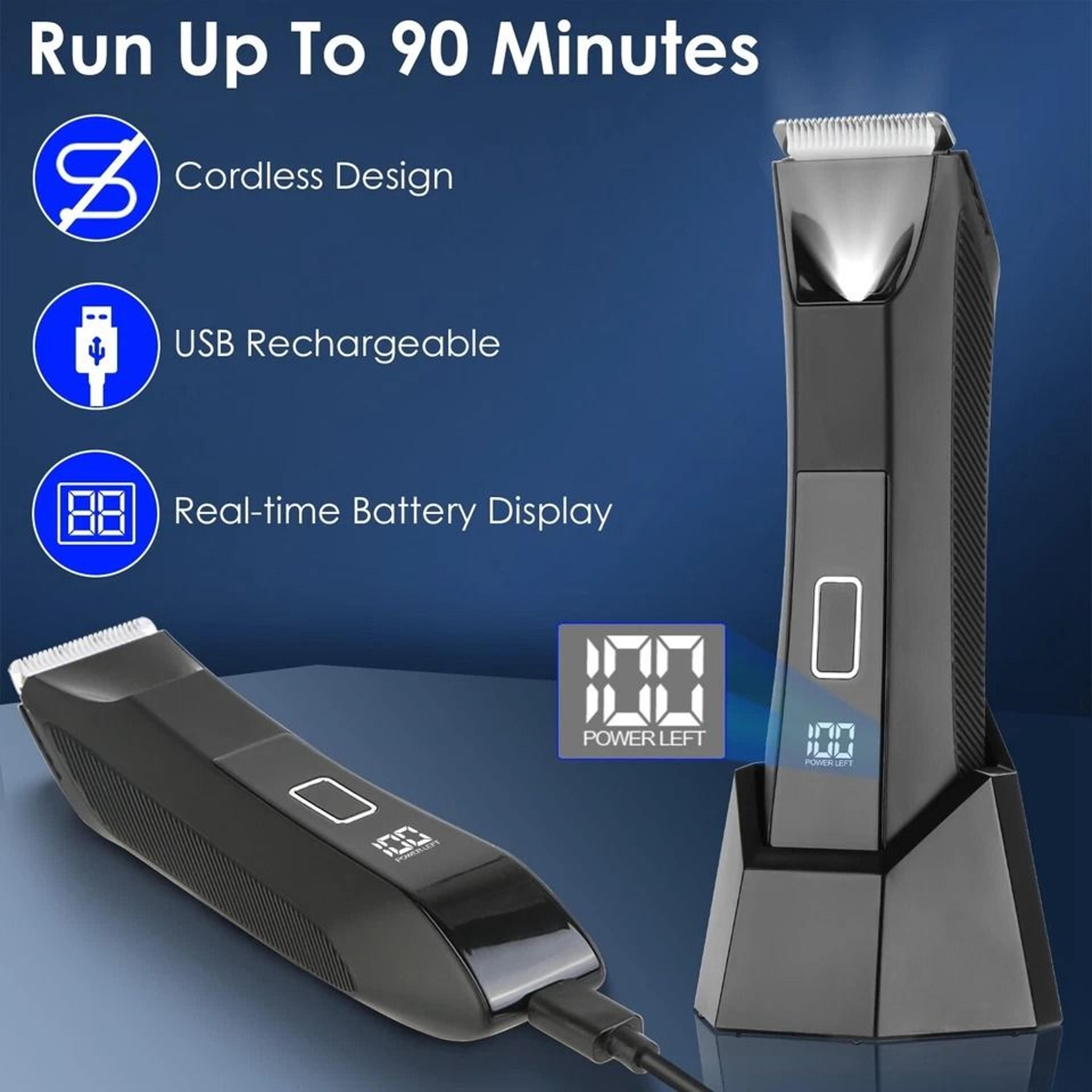Waterproof Electric Body Trimmer Cordless Beard Shaver Groin  Pubic Hair Grooming For Men Rechargea 7