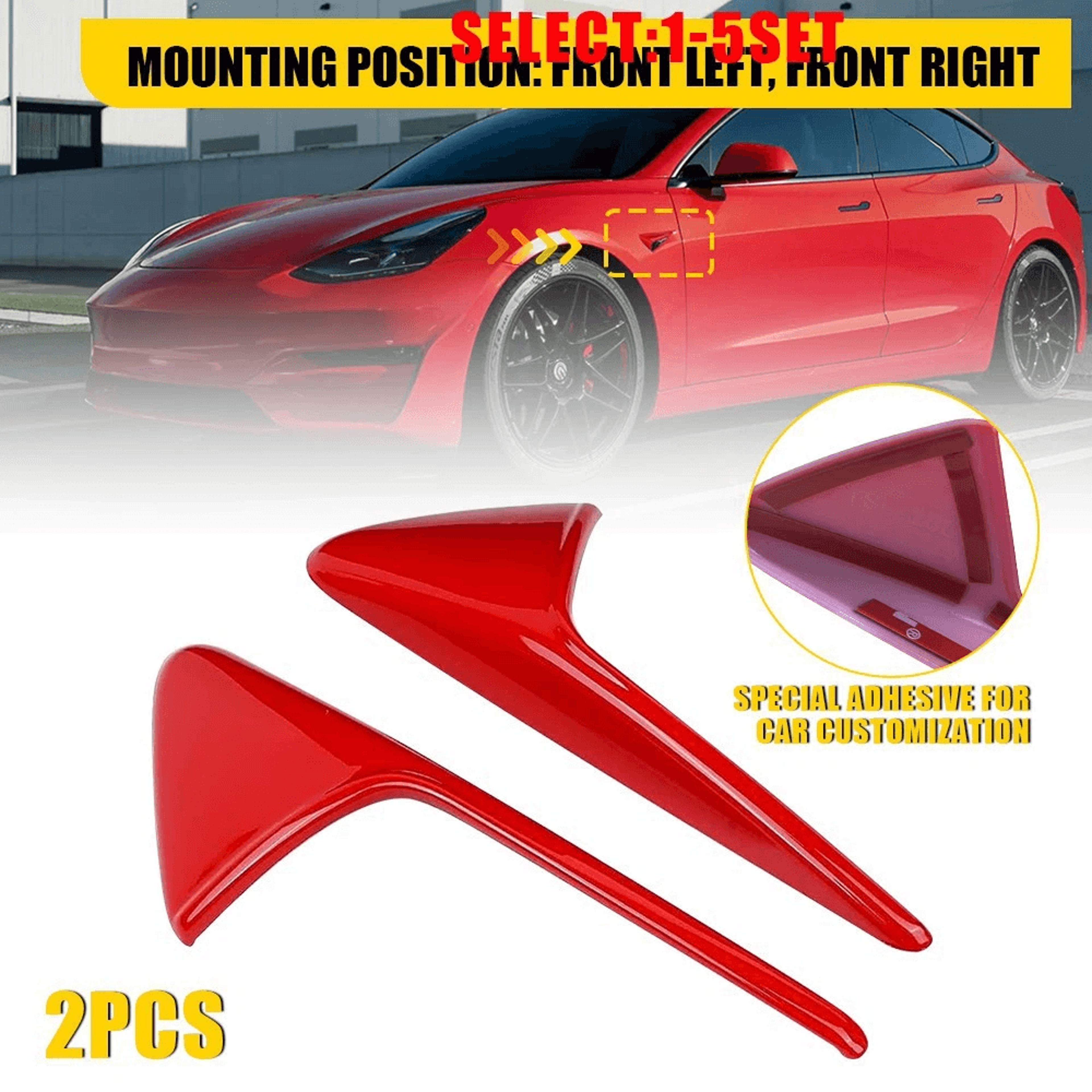 HighPerformance Glossy Red Side Fender Camera Vent Covers Easy Installation 10