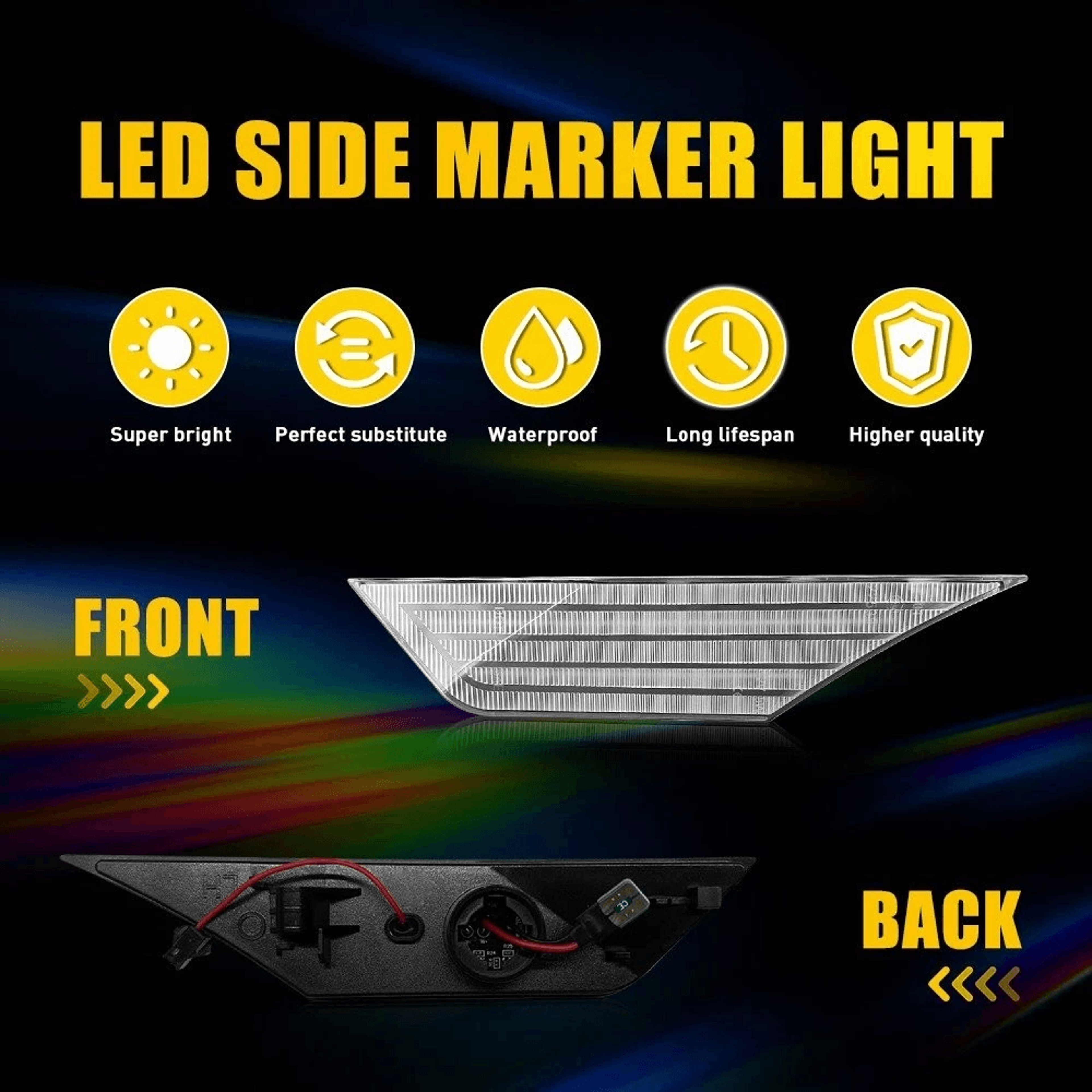 Coupe Clear Lens LED Side Marker Light High Brightness Waterproof EnergySaving 8