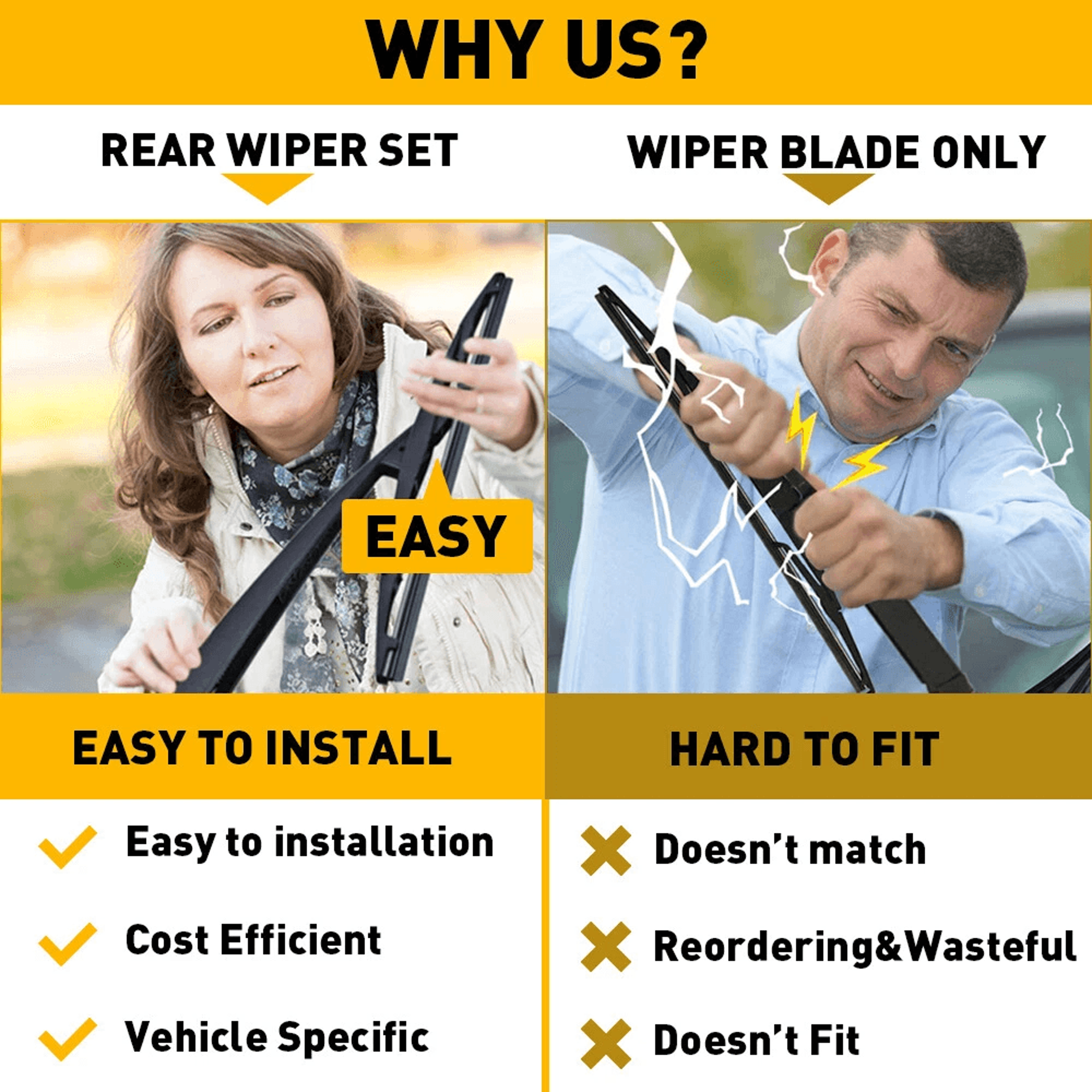 NEW Rear Wiper Blade Perfect Fit For Vehicles LongLife Natural Rubber Blades 3
