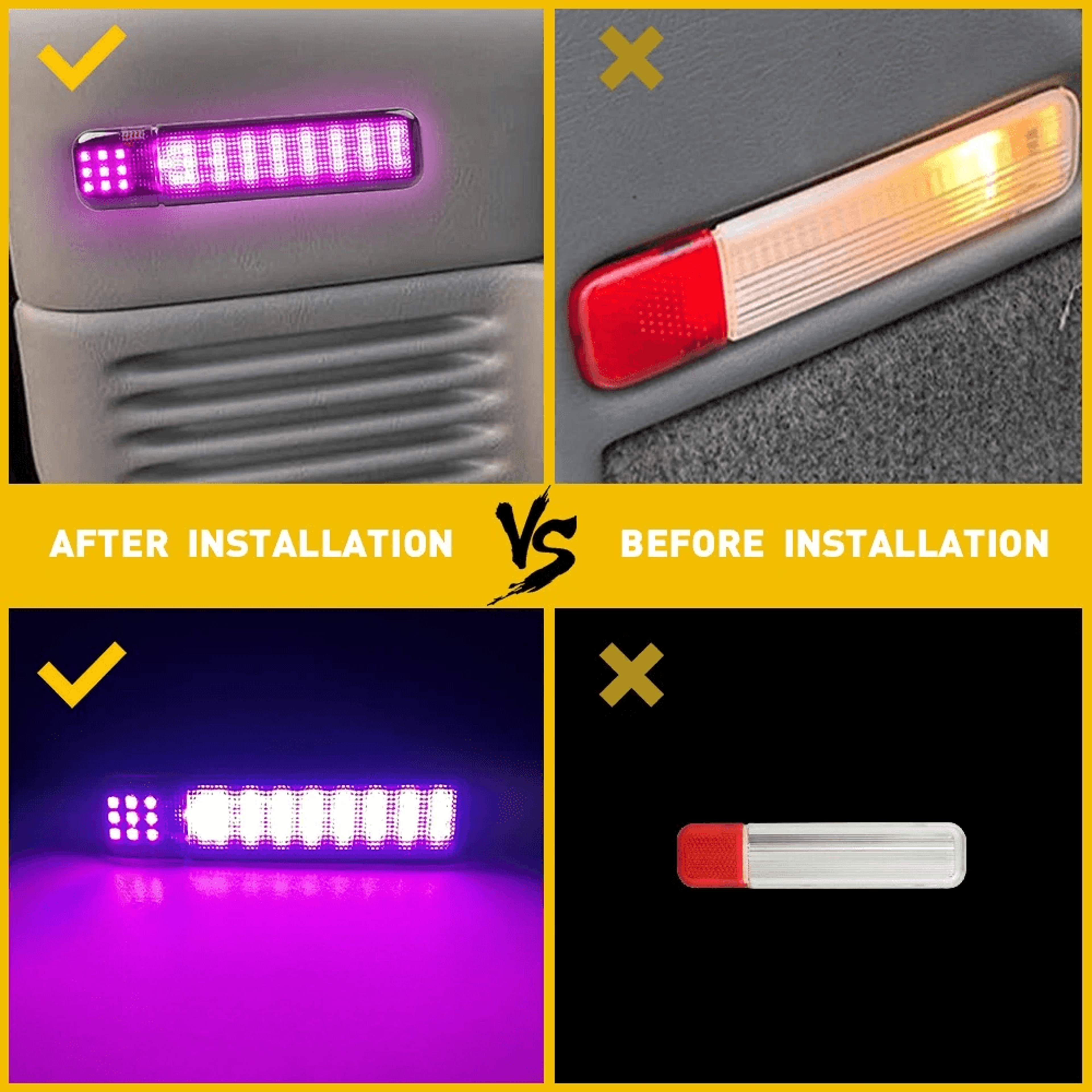 Purple Pair LED Door Courtesy Light Waterproof ABS Housing PC Lens Easy Install 7