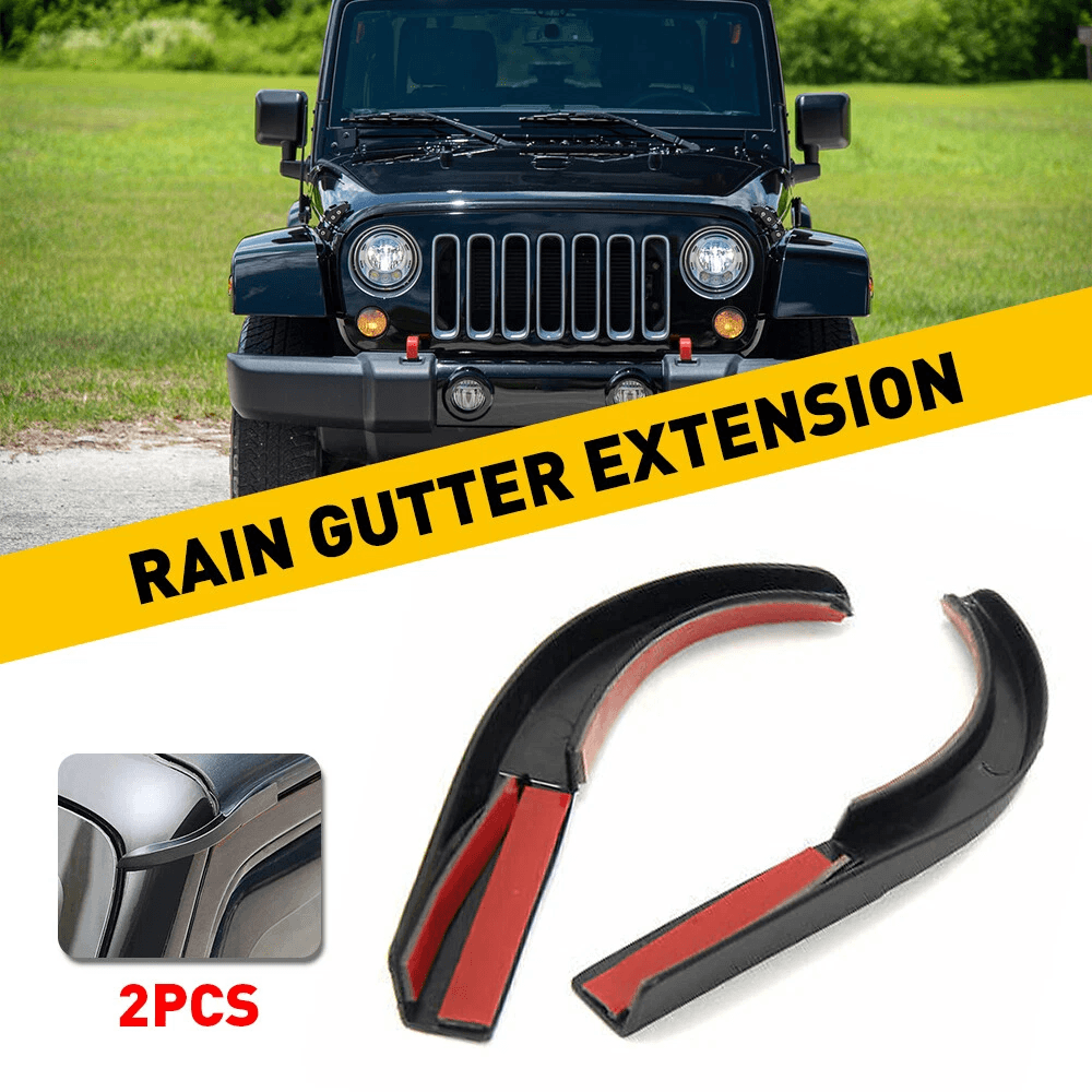 Jeep Wrangler JK Water Rain Diverters Gutter Extension Prevents Water Overflow 9