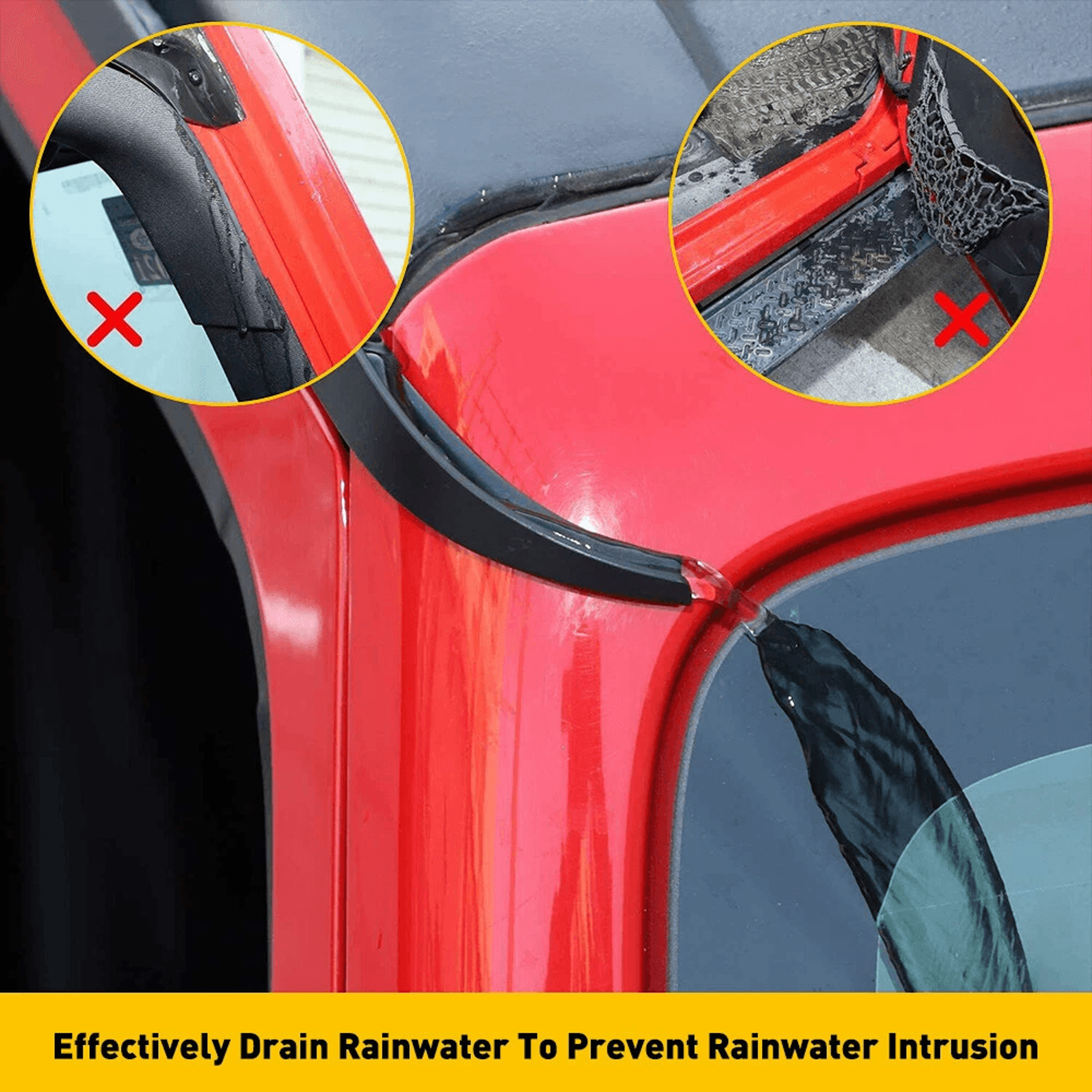 Jeep Wrangler JK Water Rain Diverters Gutter Extension Prevents Water Overflow 6