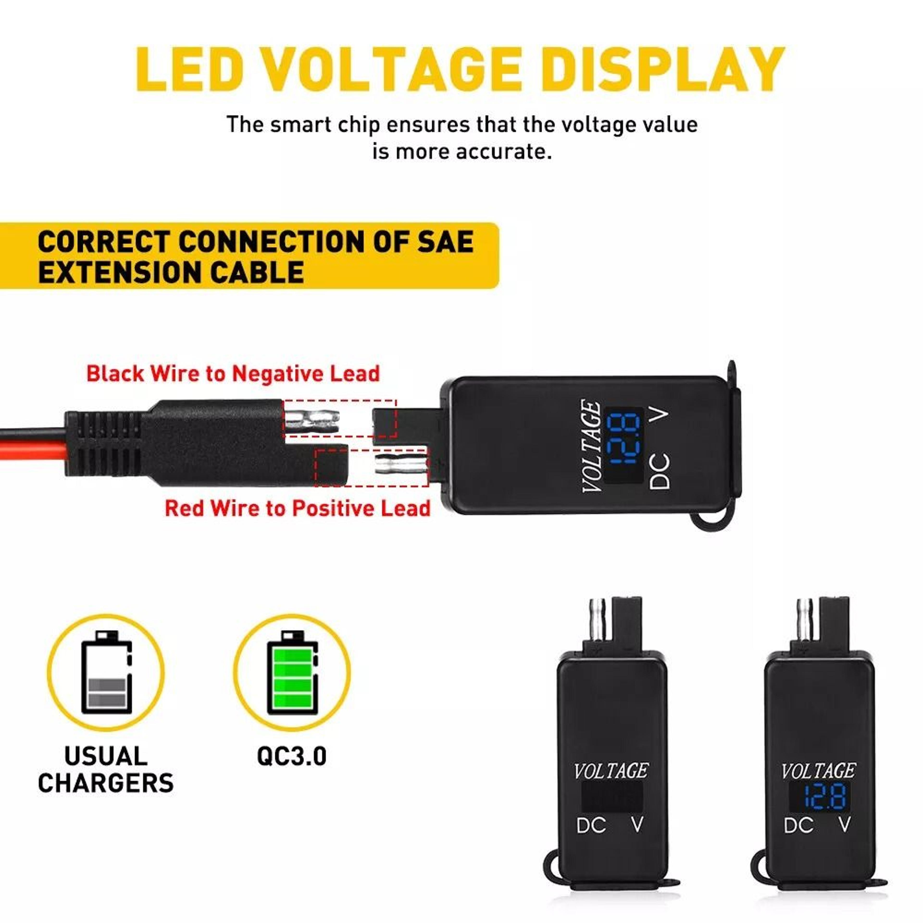 Waterproof SAE To USB Cable Adapter Motorcycle USB Charger With Power Switch LED Power Indication F 4