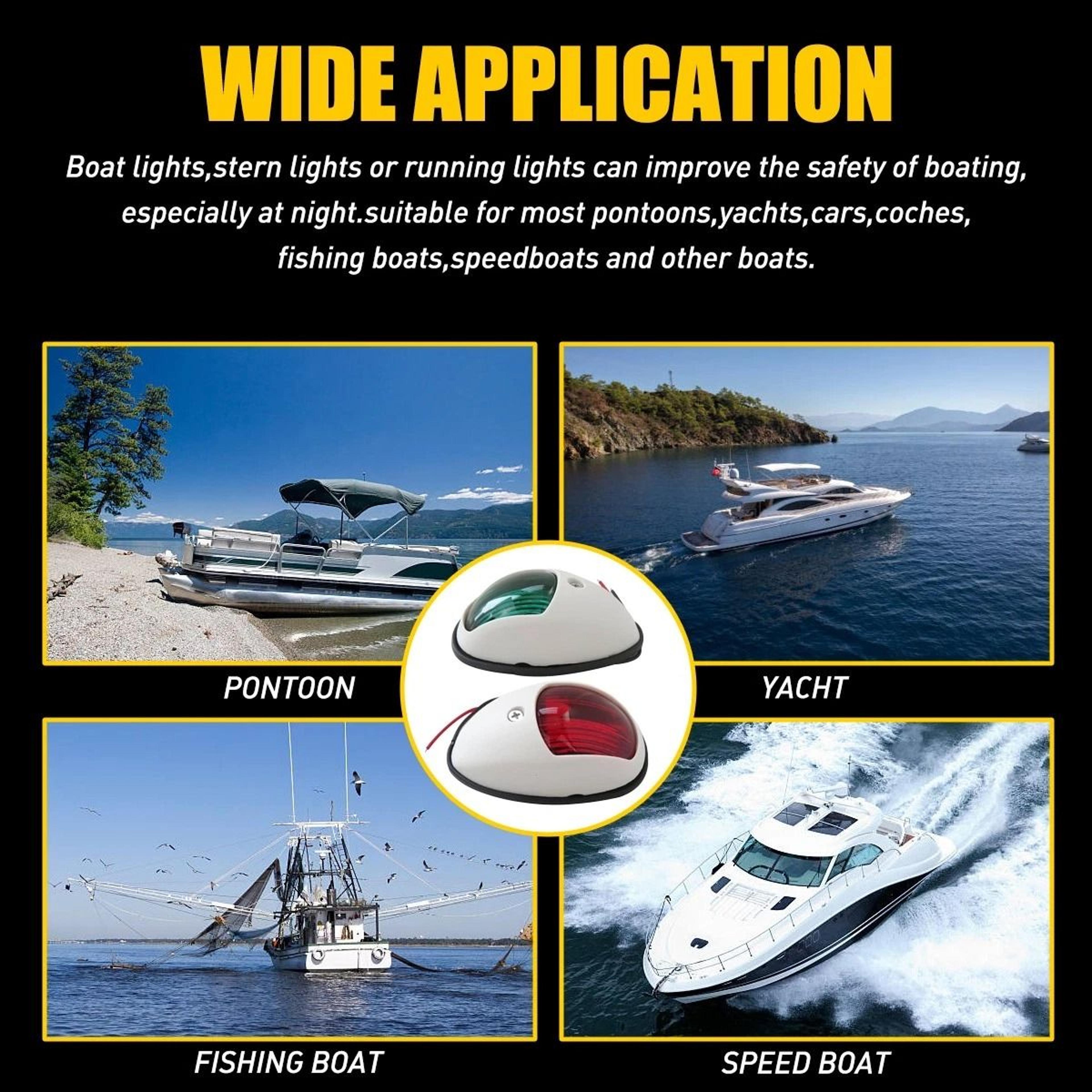 Marine Bow Light Lamp Pair Red  Green LED Navigation Lights For Boat Pontoon Waterproof LED Boat Li