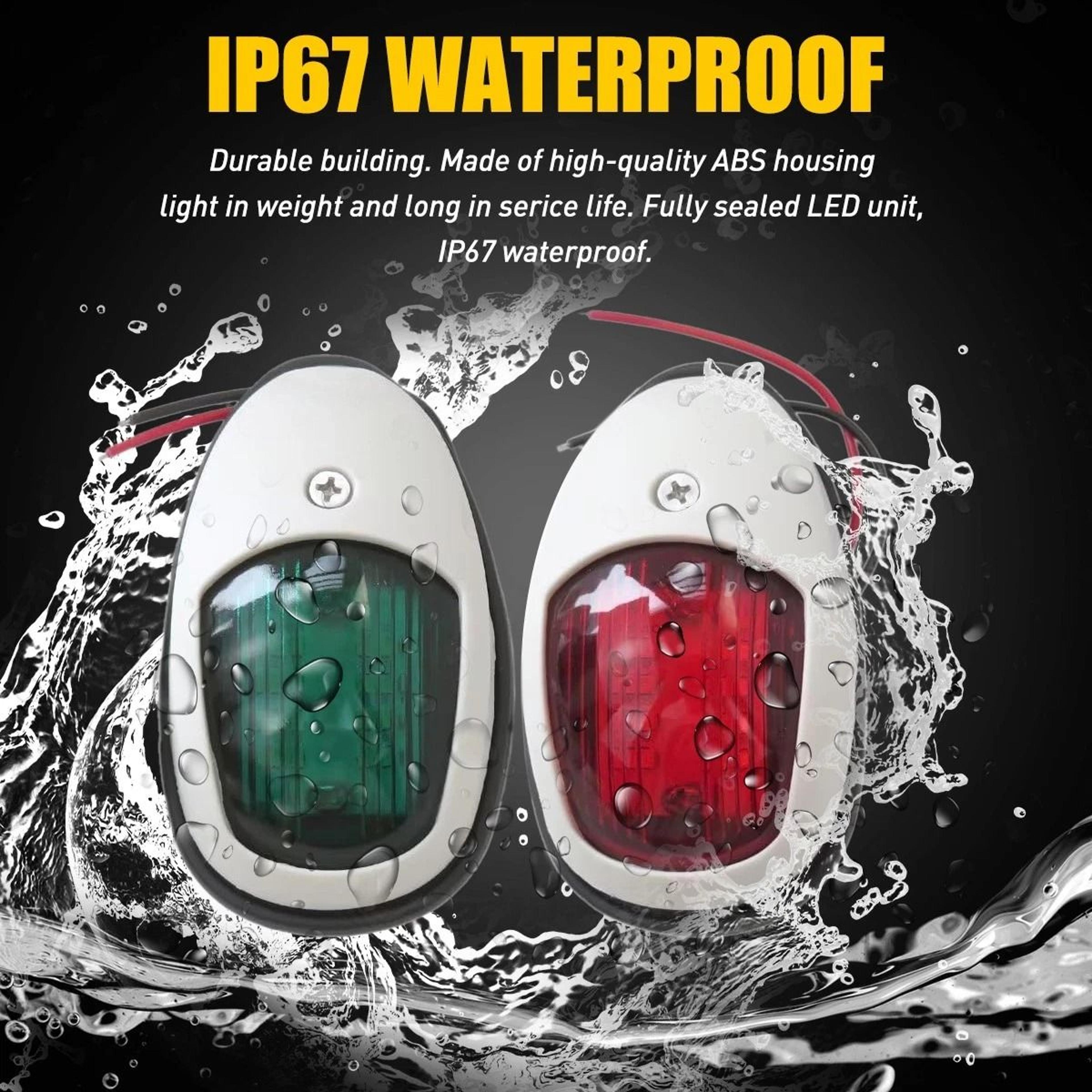 Marine Bow Light Lamp Pair Red  Green LED Navigation Lights For Boat Pontoon Waterproof LED Boat Li