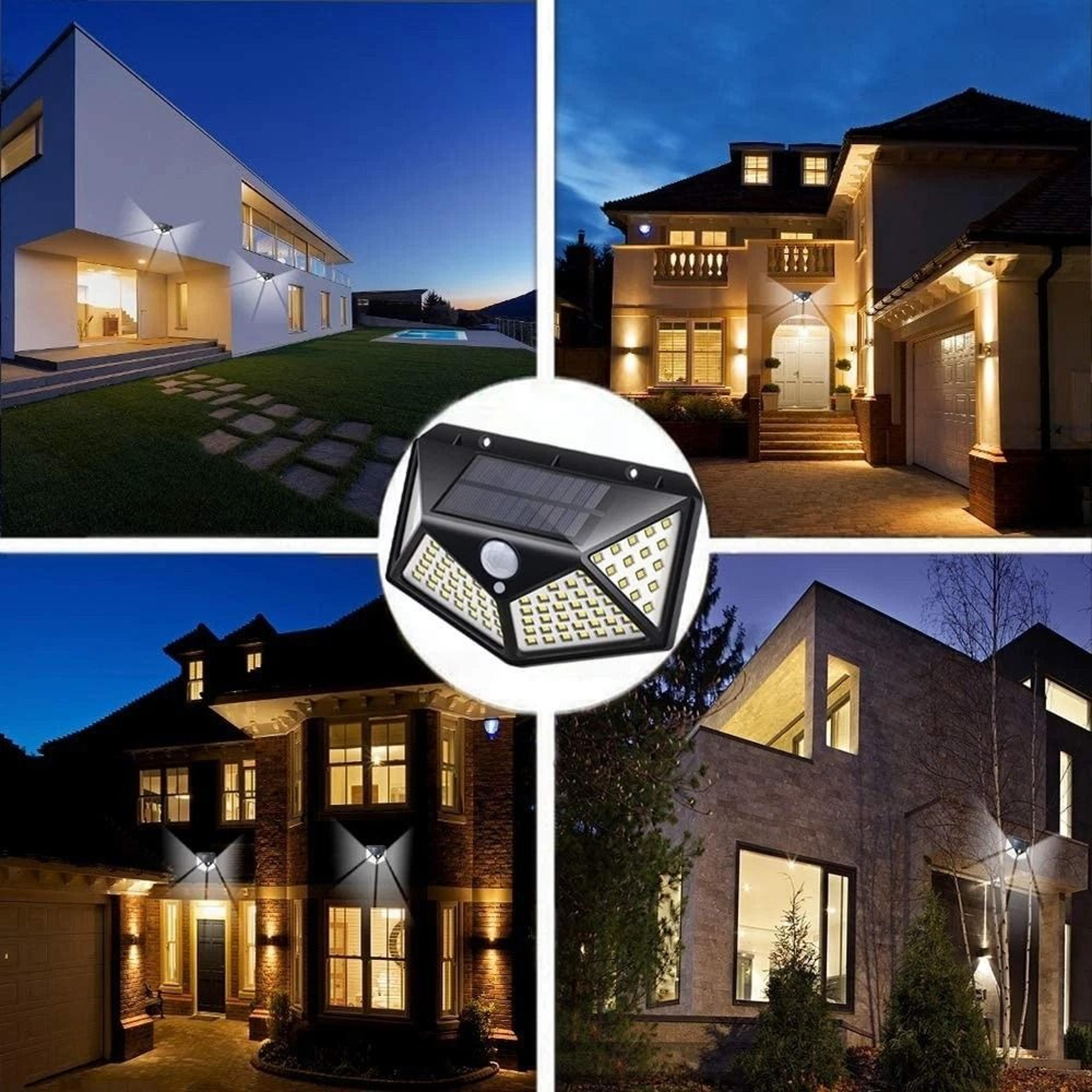 outdoor security lamp with solar power leds, pir motion sensor light for garden wall