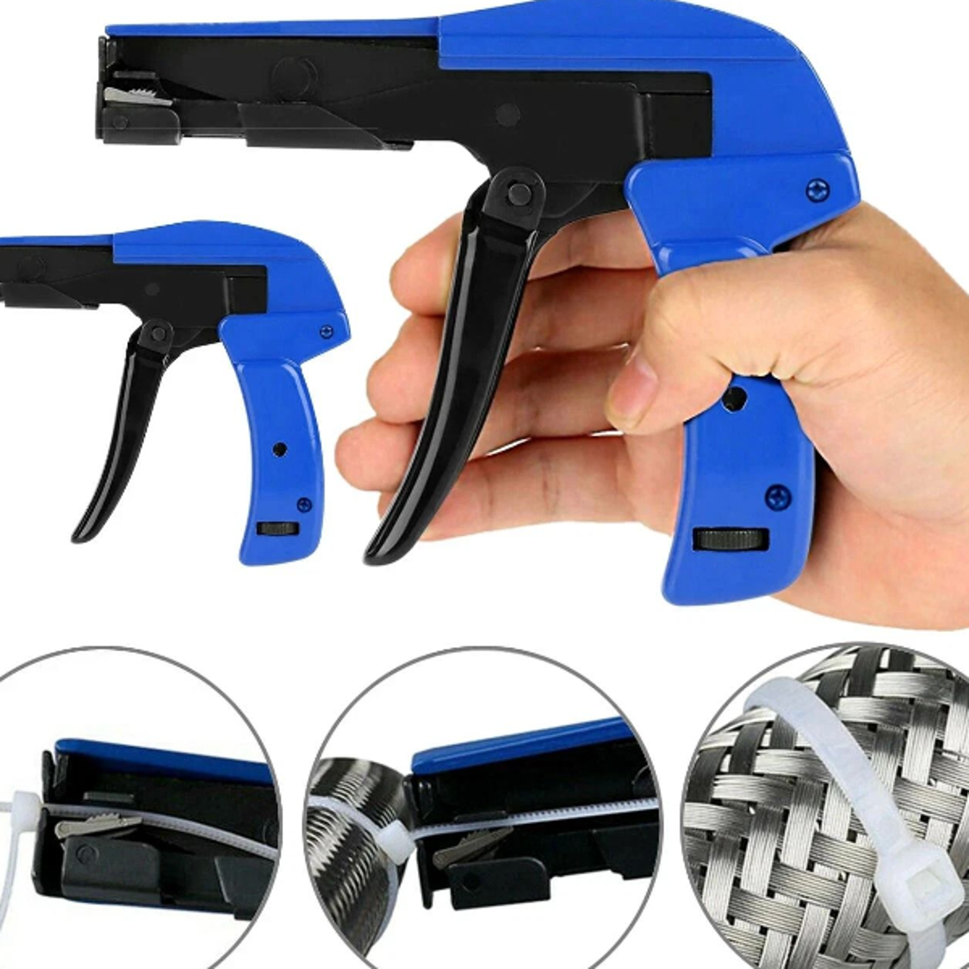 motion tie & cut industrial zip tie gun, tension fastening tool, durable cable ties tool for heavy duty use