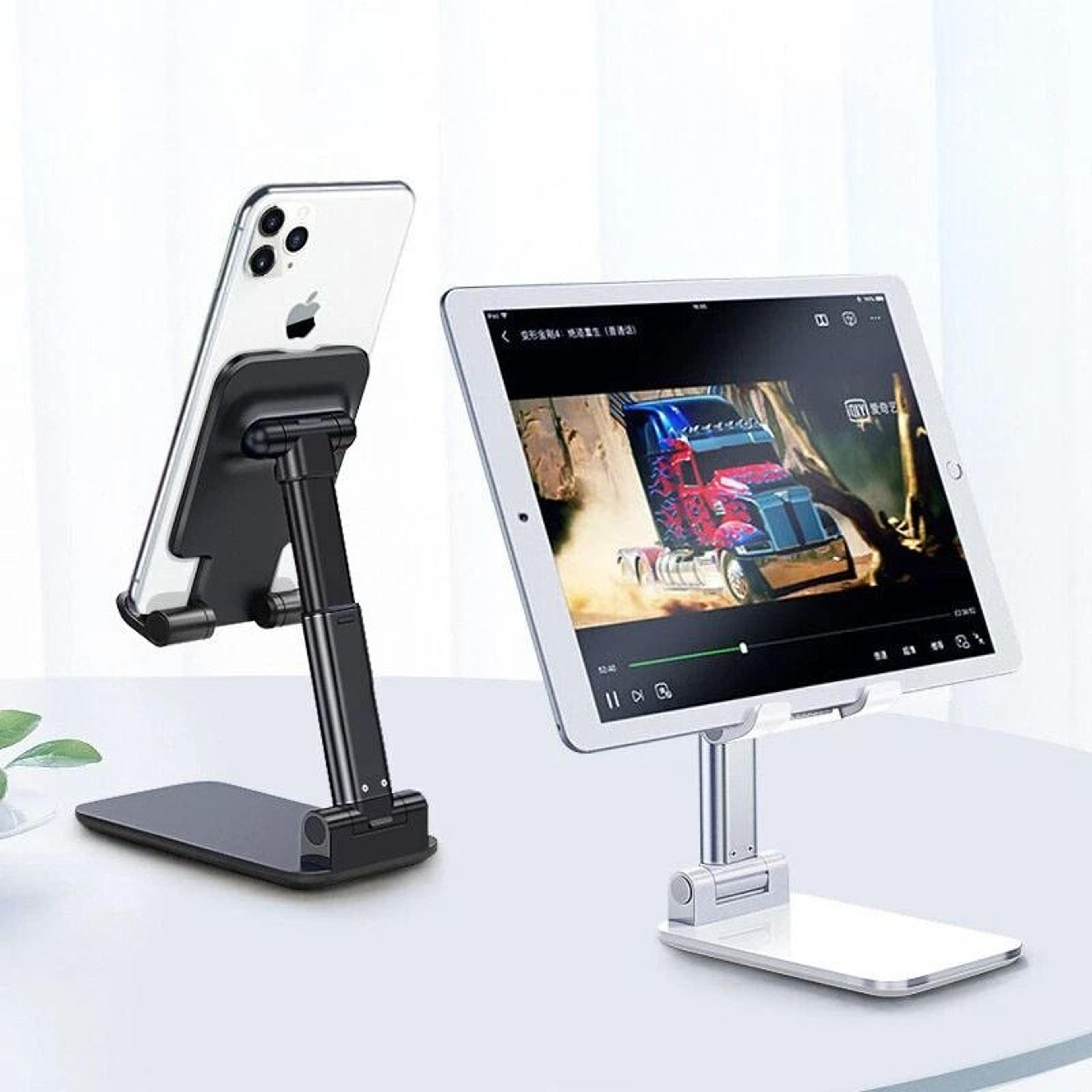adjustable tablet stand, cell phone desktop holder, mount for iphone, ipad, and mobile devices