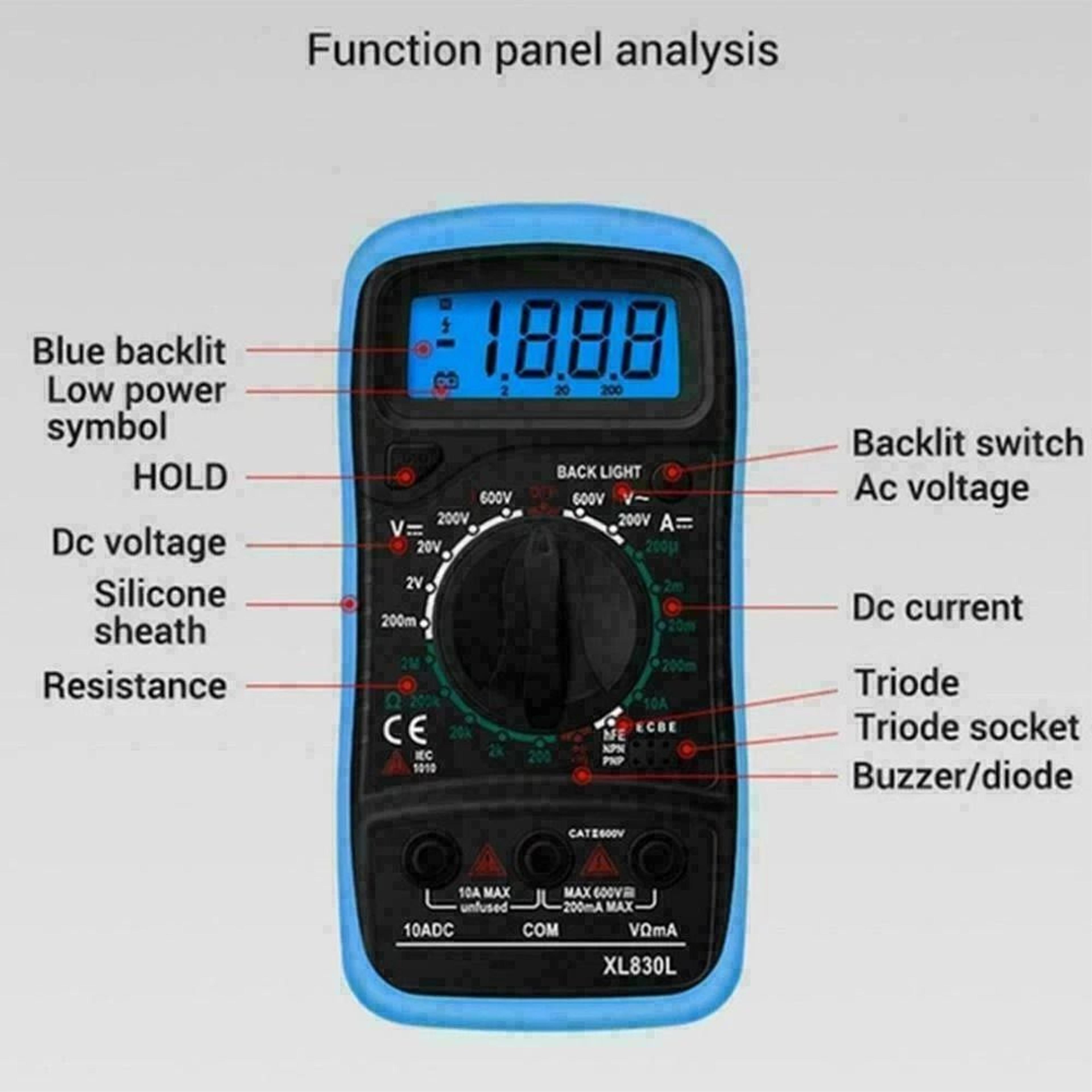AC DC Digital Multimeter Volt Tester Meter Ammeter Ohmmeter For Home And Professional Use 2