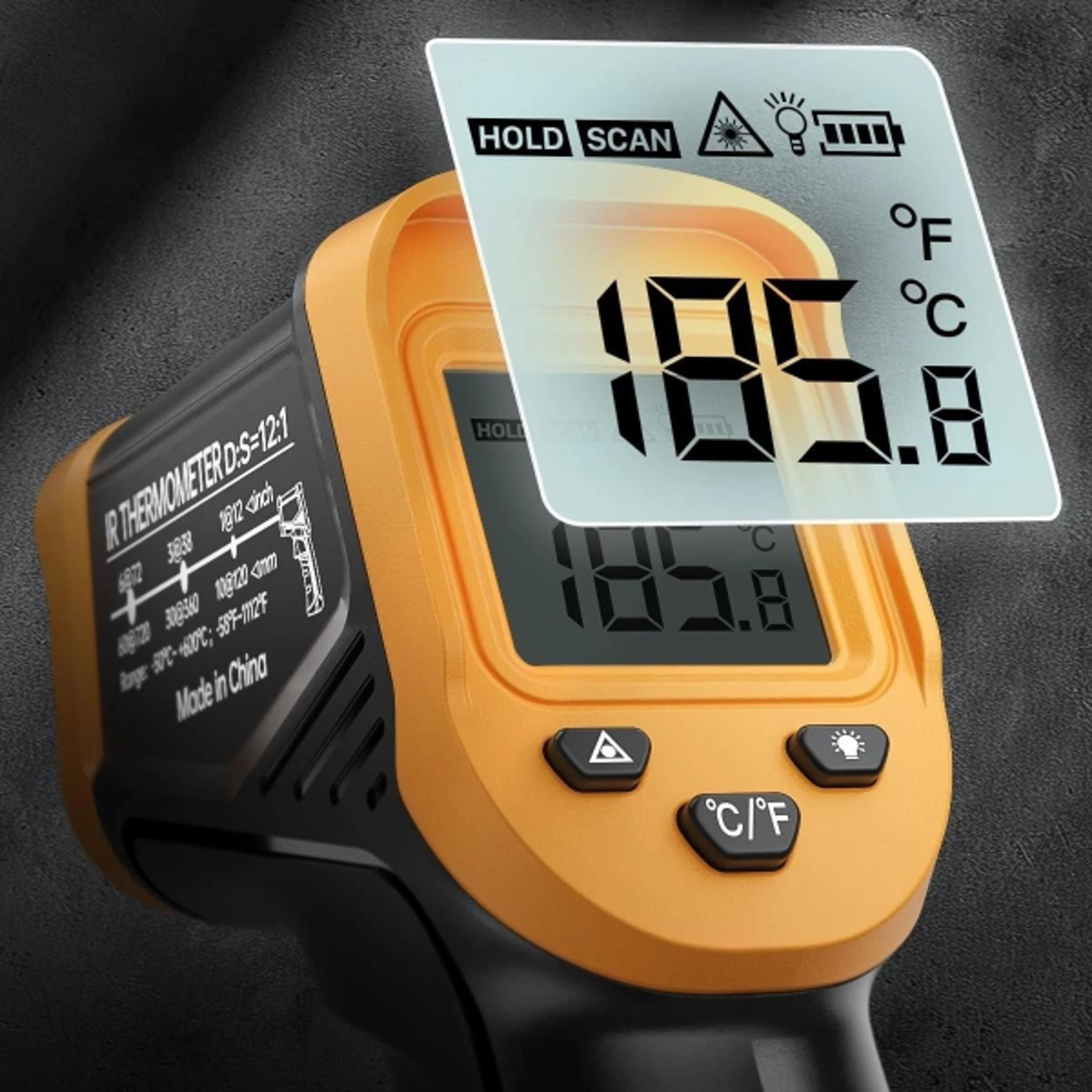 digital temperature tester, infrared laser thermometer gun, non-contact