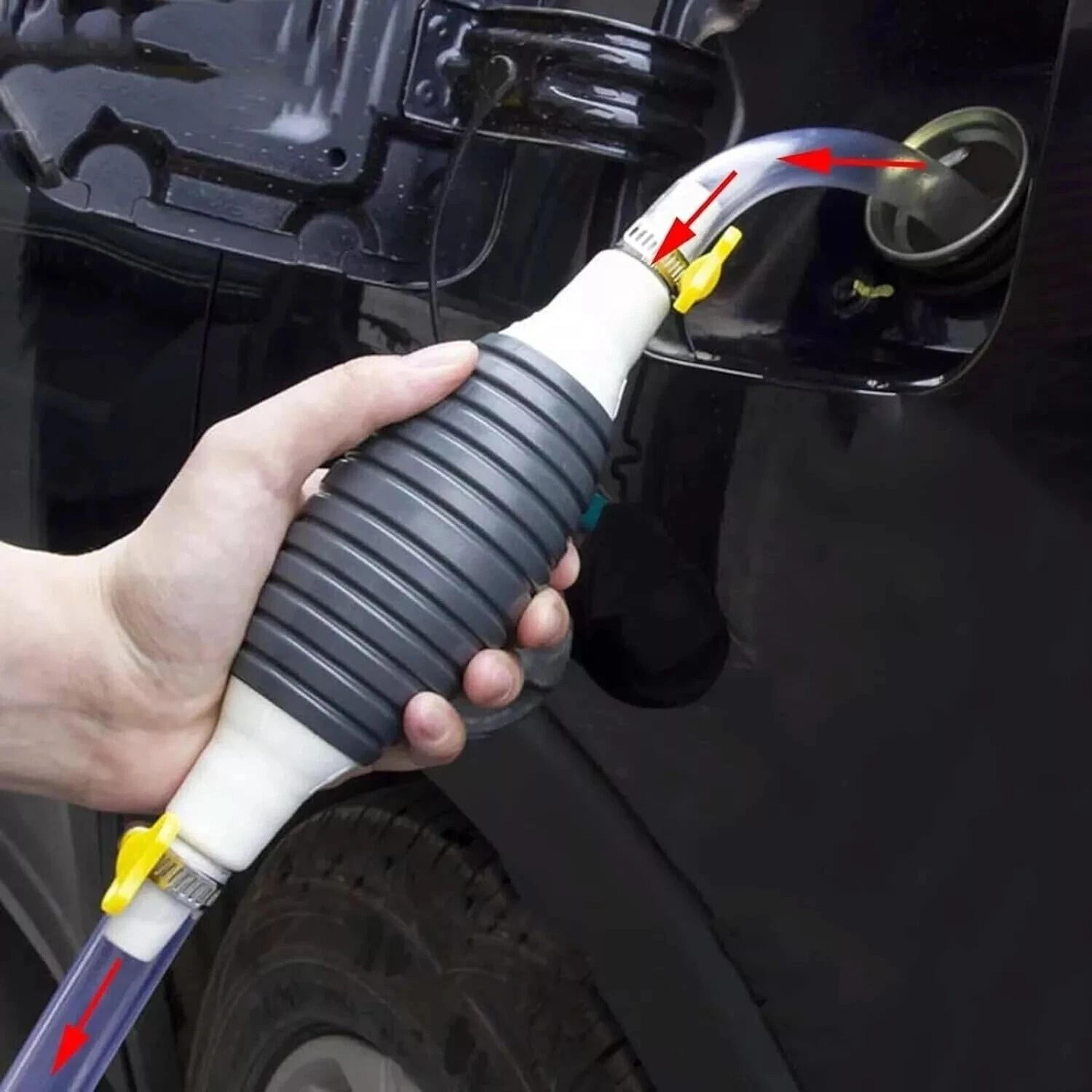 manual car fuel transfer pump, portable hand siphon pump for gasoline, petrol
