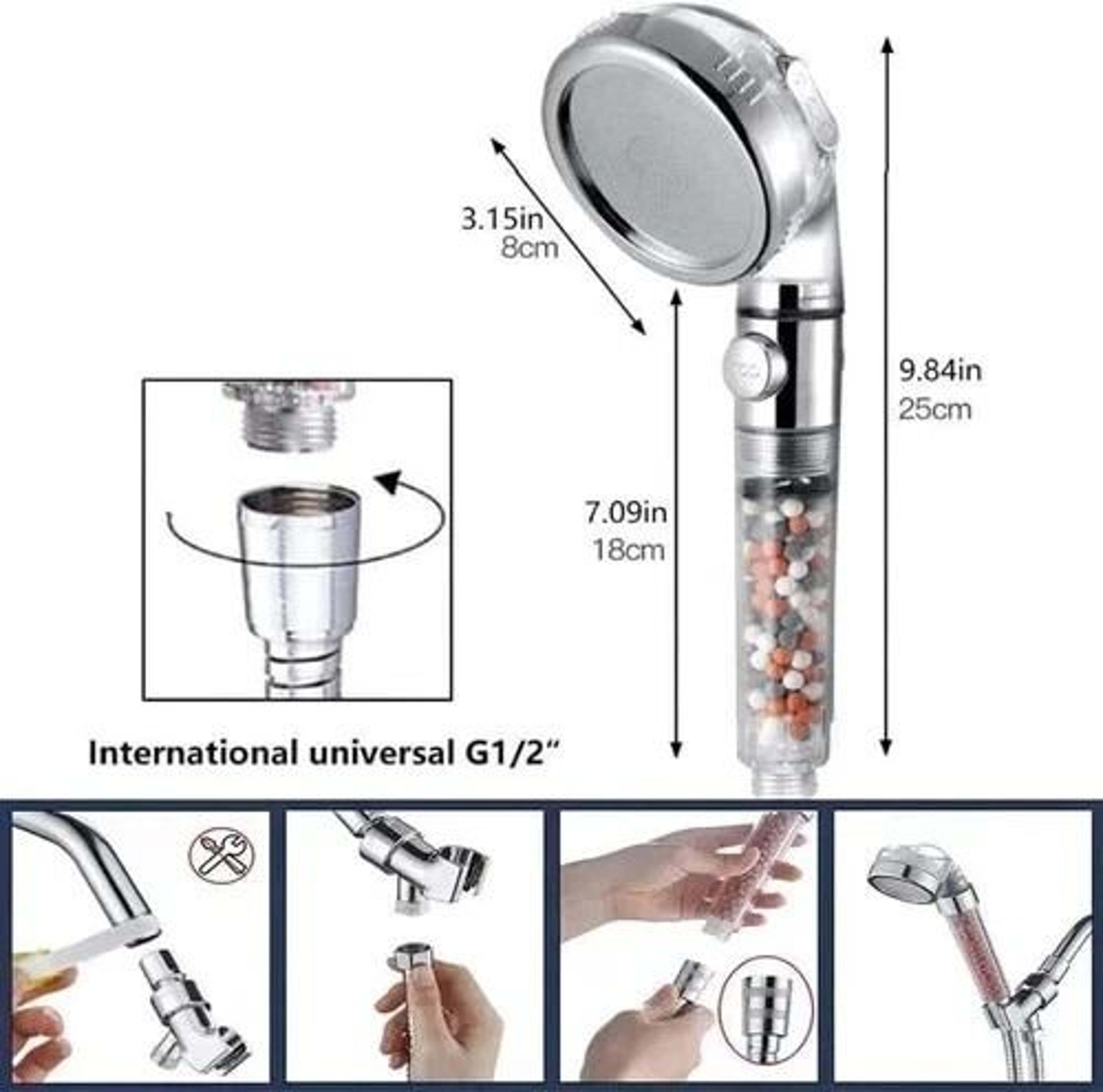 Handheld Shower Head With 3 Settings High Pressure Shower Spray Adjustable 1