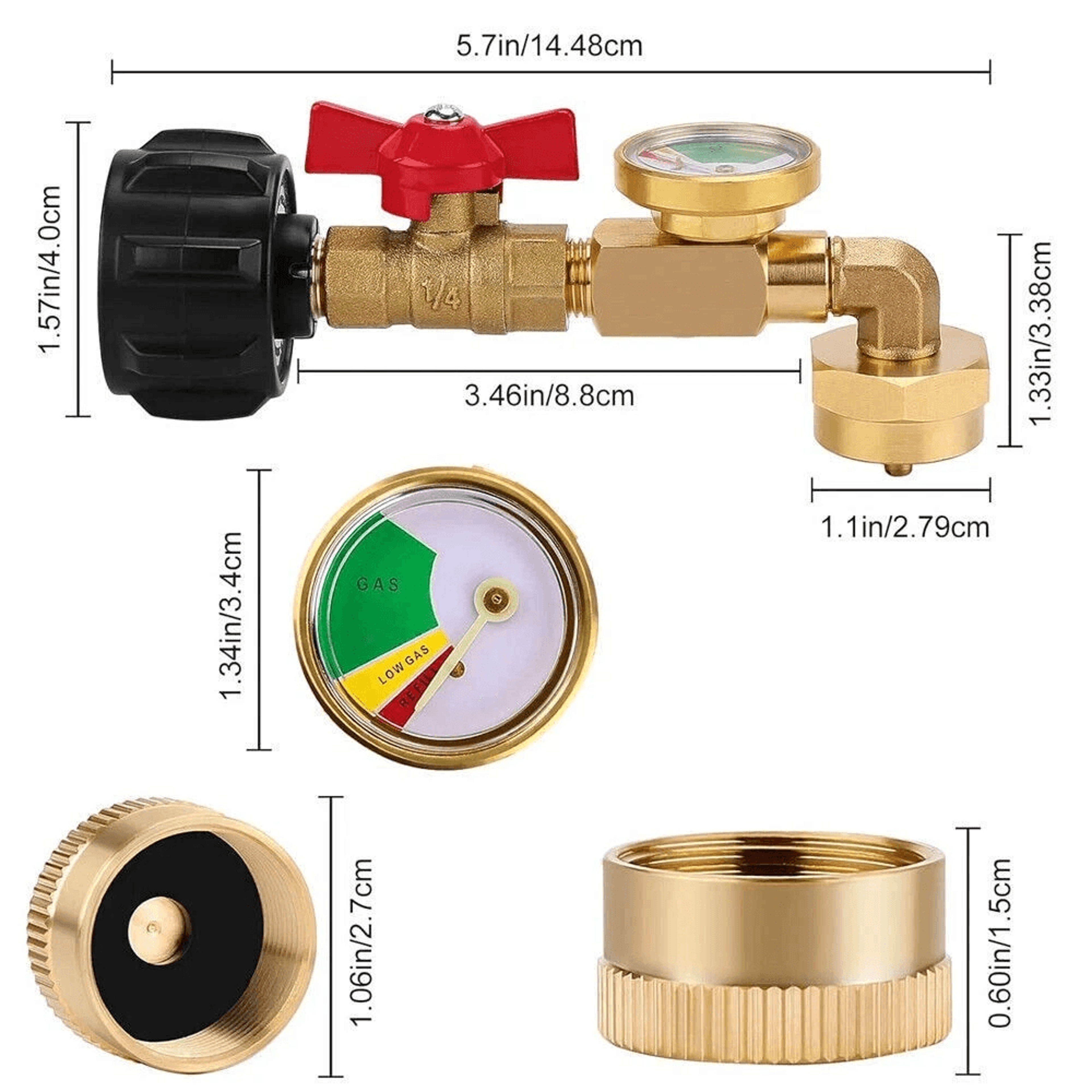 Tank Propane Refill Adapter Adapter With Gauge And ON Off Control Valve 5