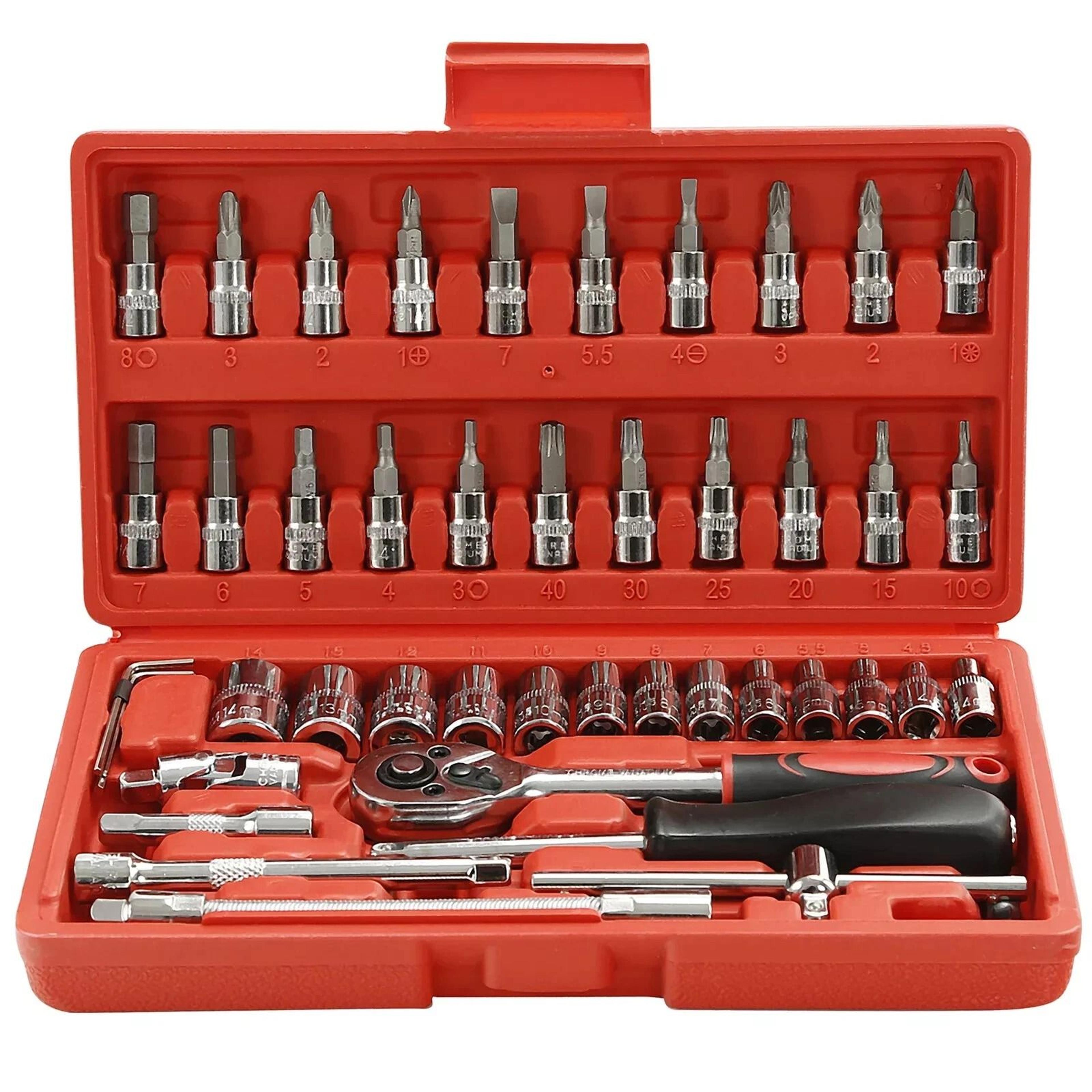 Drive Ratchet Socket Wrench Set Metric Kit For Garage Car Repair Tool And DIY Maintenance 2