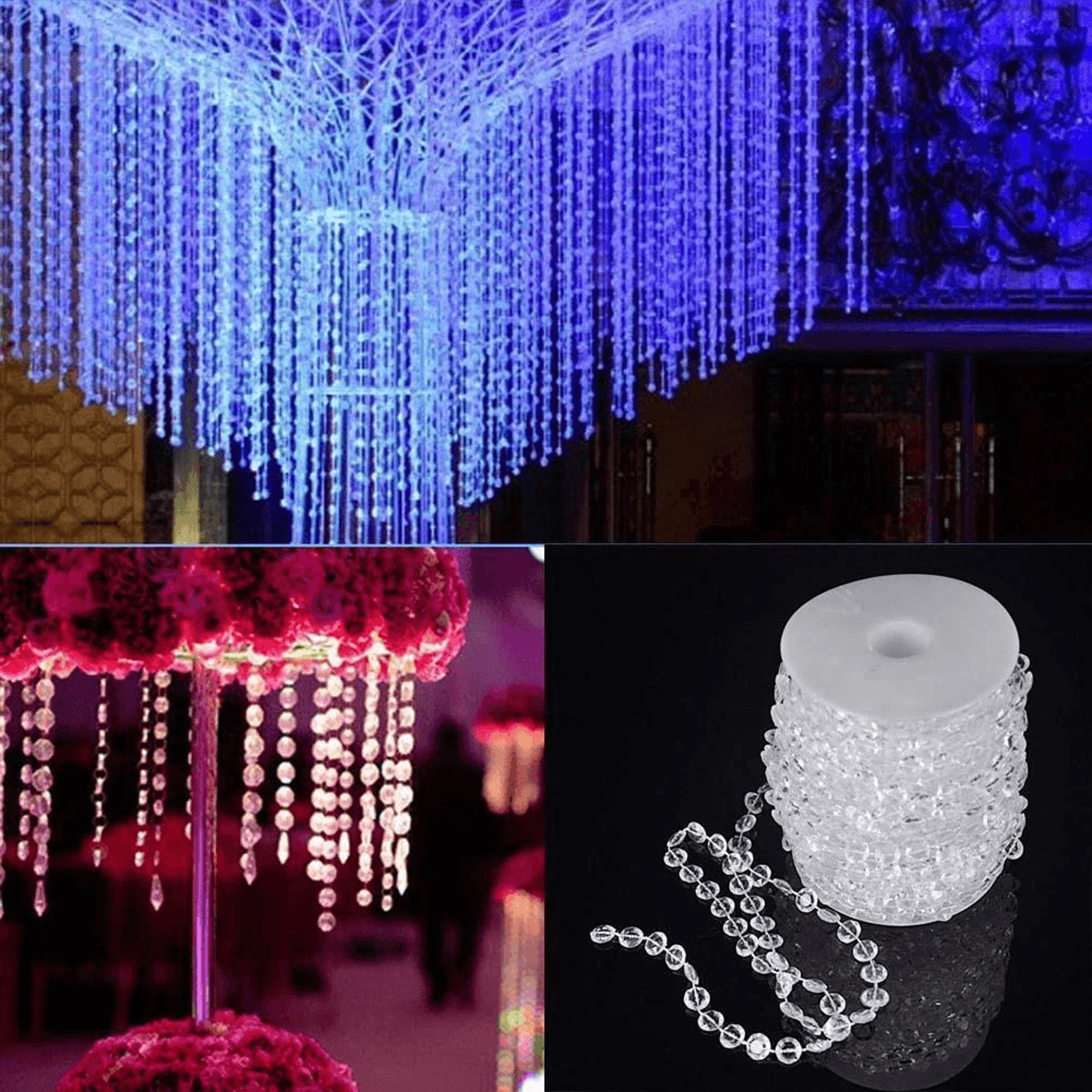 acrylic crystal bead garland diamond strand wedding decoration