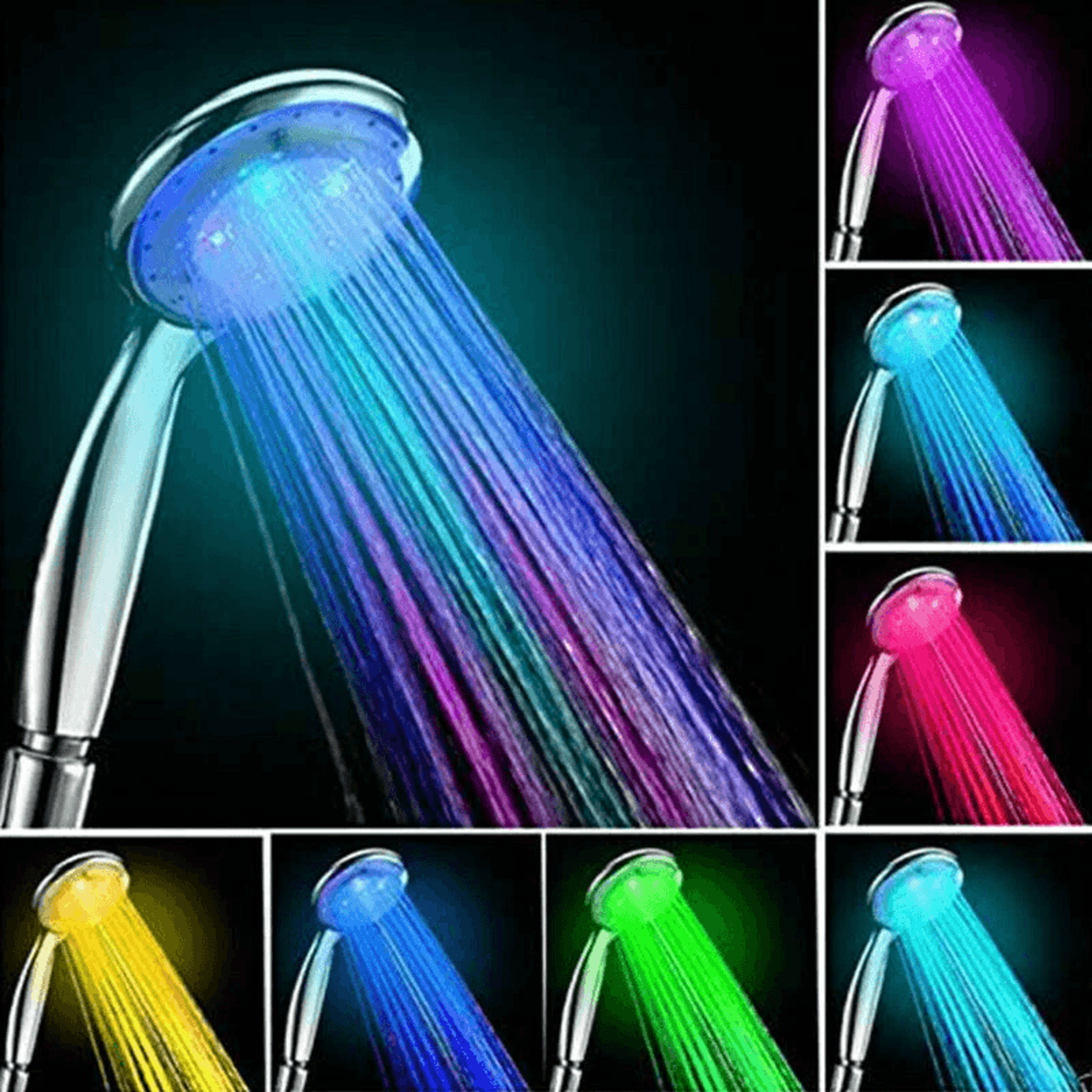 led bathroom shower head, automatic waterfall function, 7 color changing led shower head for bathroom