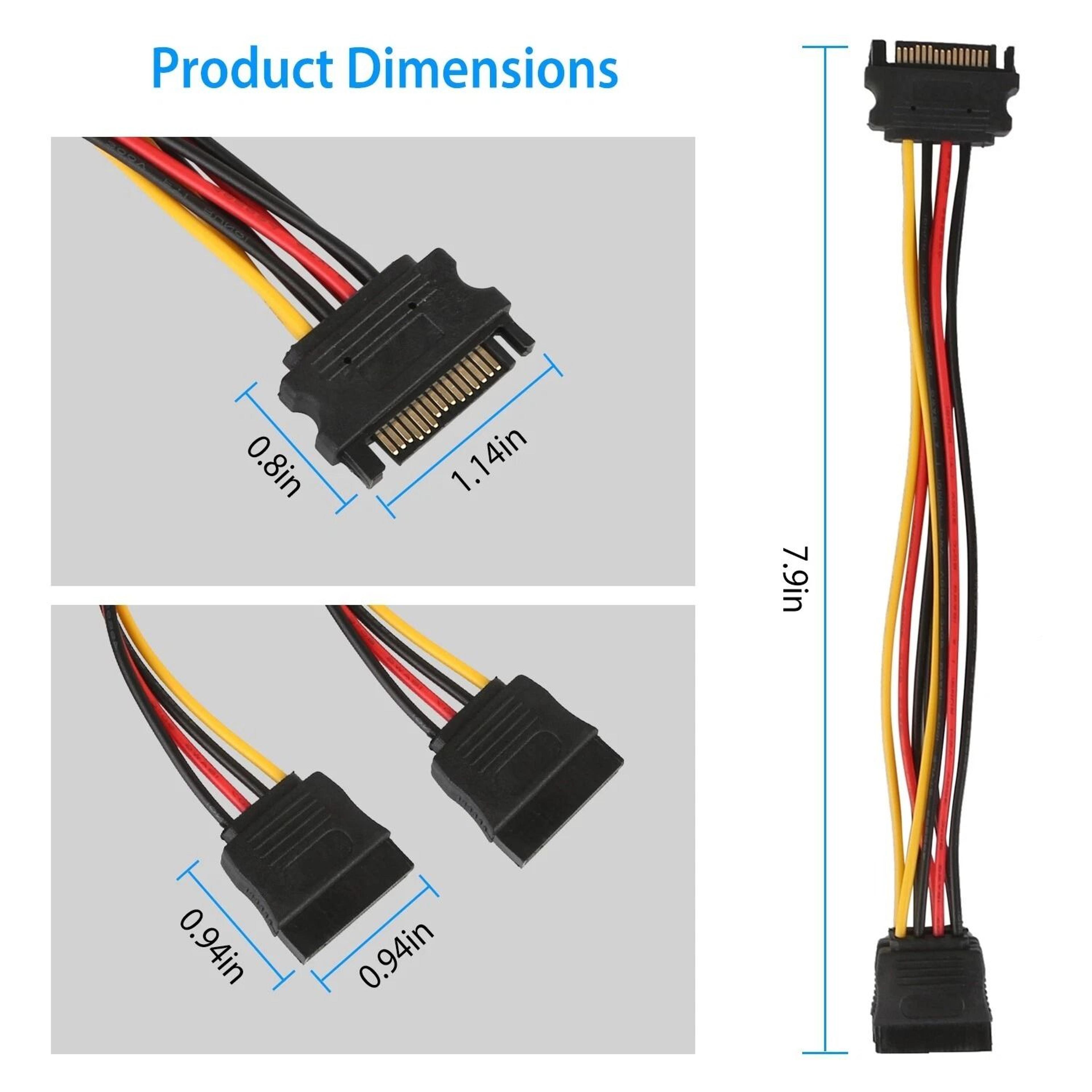 15 Pin Y Splitter Cable Male To Female Adapter For HDD HSSD Hard Drive Data Converter For Enhanced  5