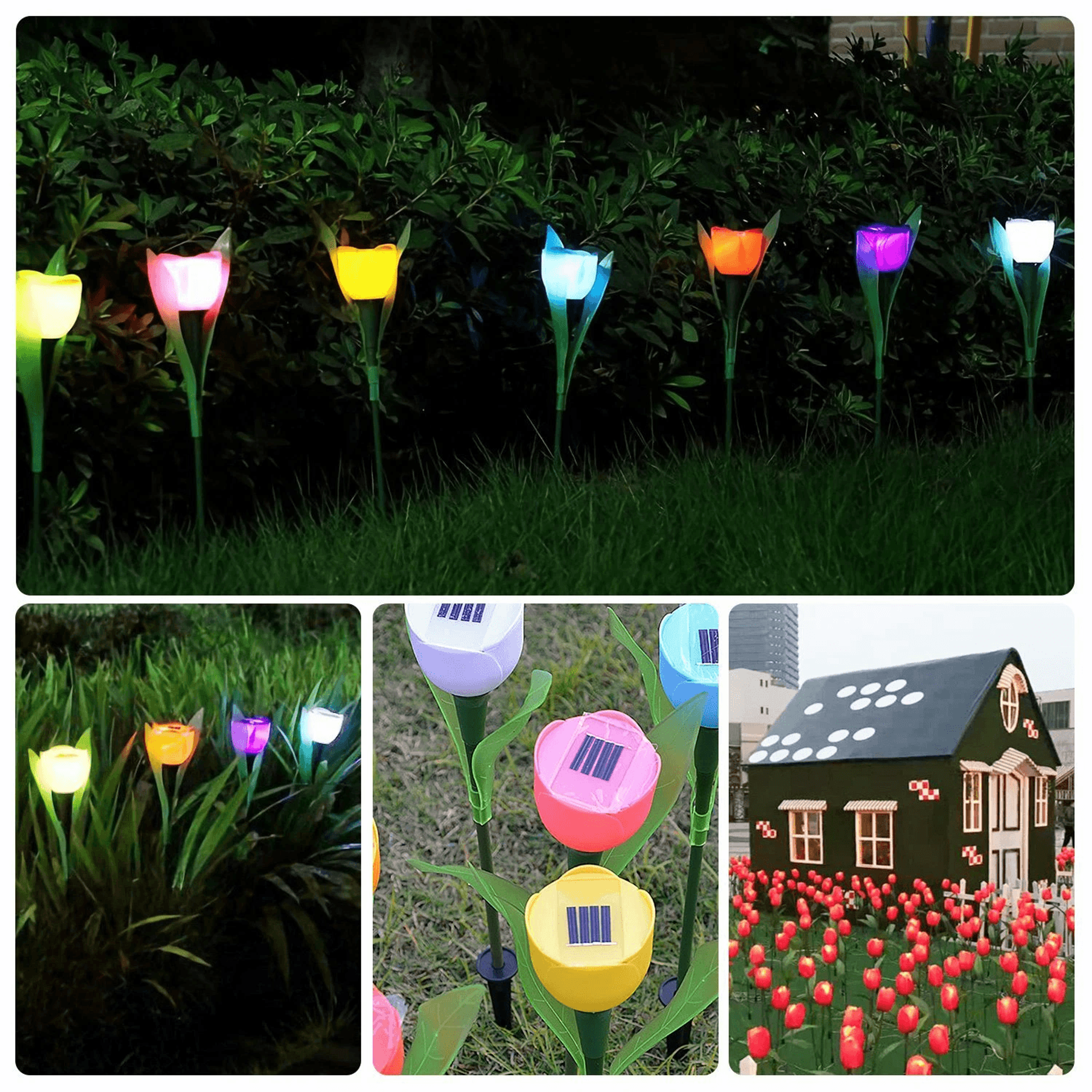 LED Tulip Flower Lights Solar Powered Outdoor Garden Pathway Lamp Lawn Decor 4