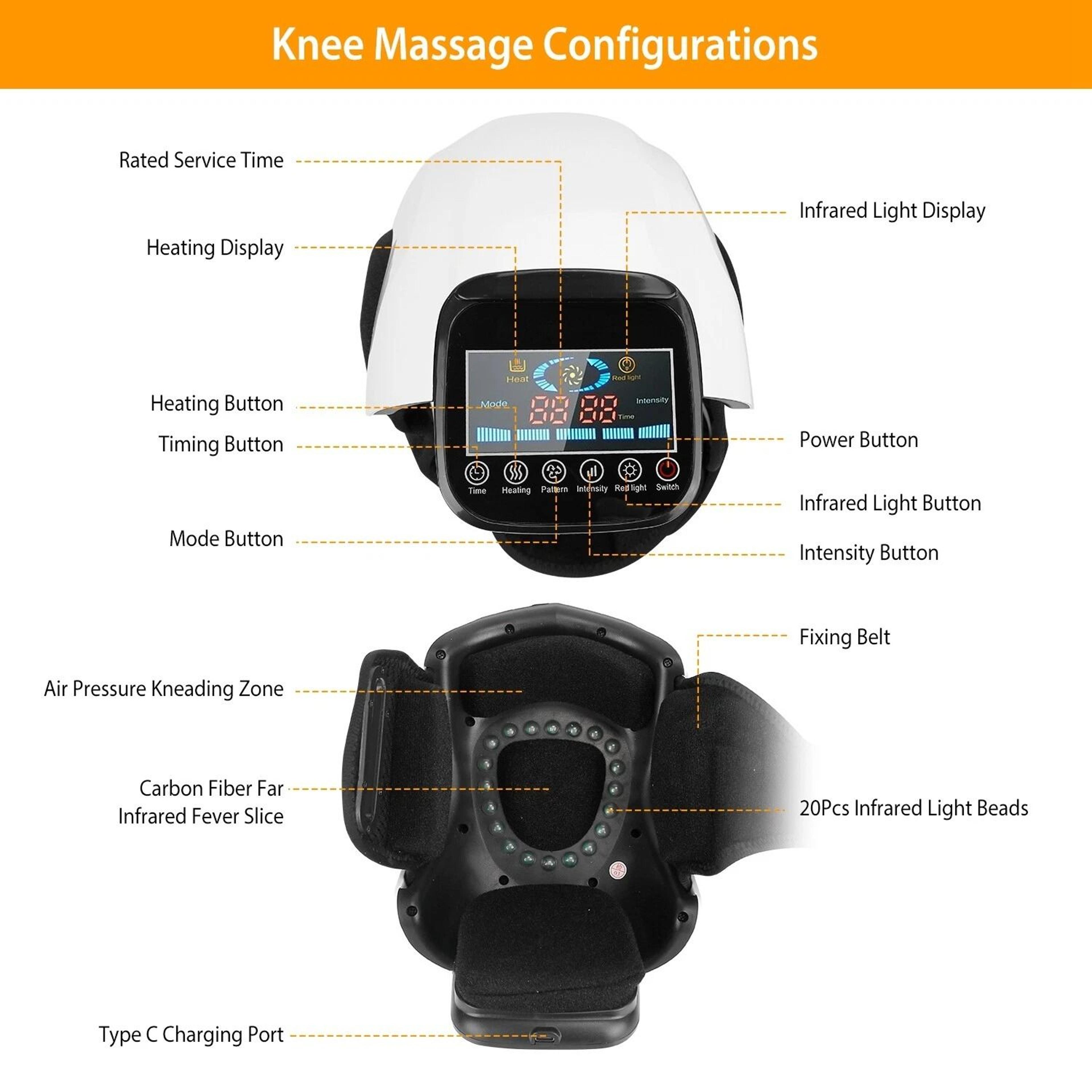 Electric Infrared Heat Knee Massage Air Pressure Vibration Massager For Pain Relief 8