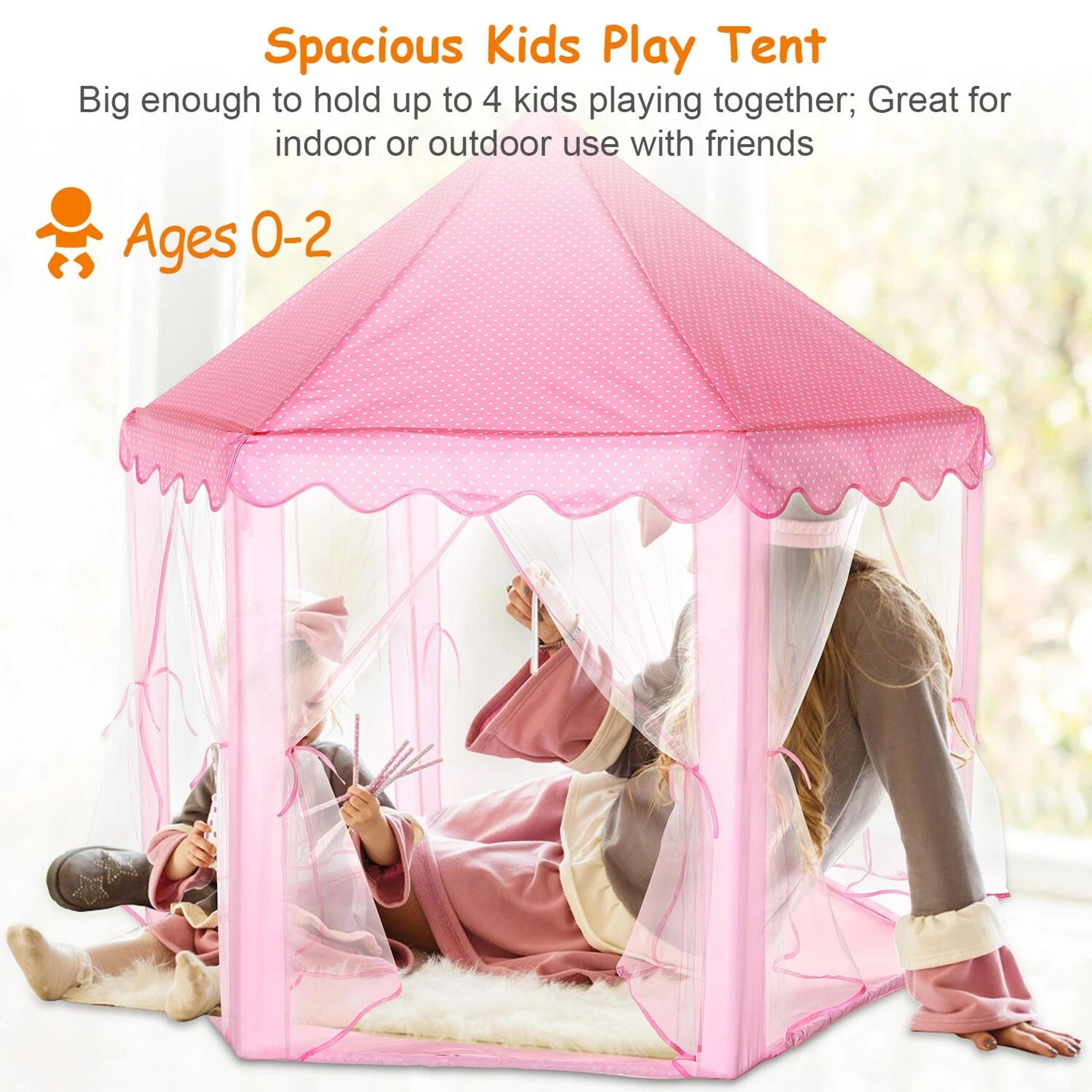 Pink Girls Princess Castle Play Tent Large Indoor Playhouse Outdoor Gift For Kids 8