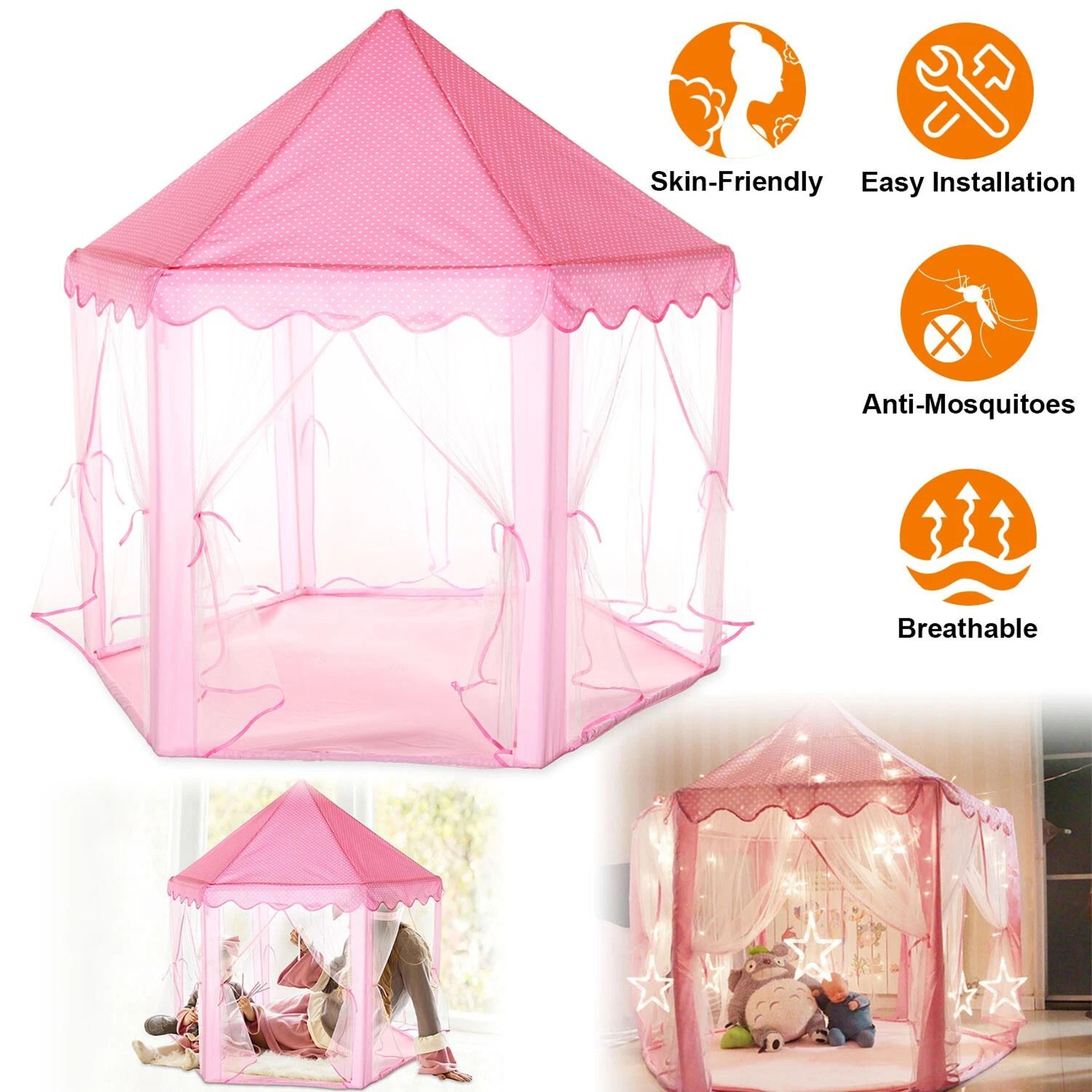 Pink Girls Princess Castle Play Tent Large Indoor Playhouse Outdoor Gift For Kids 11