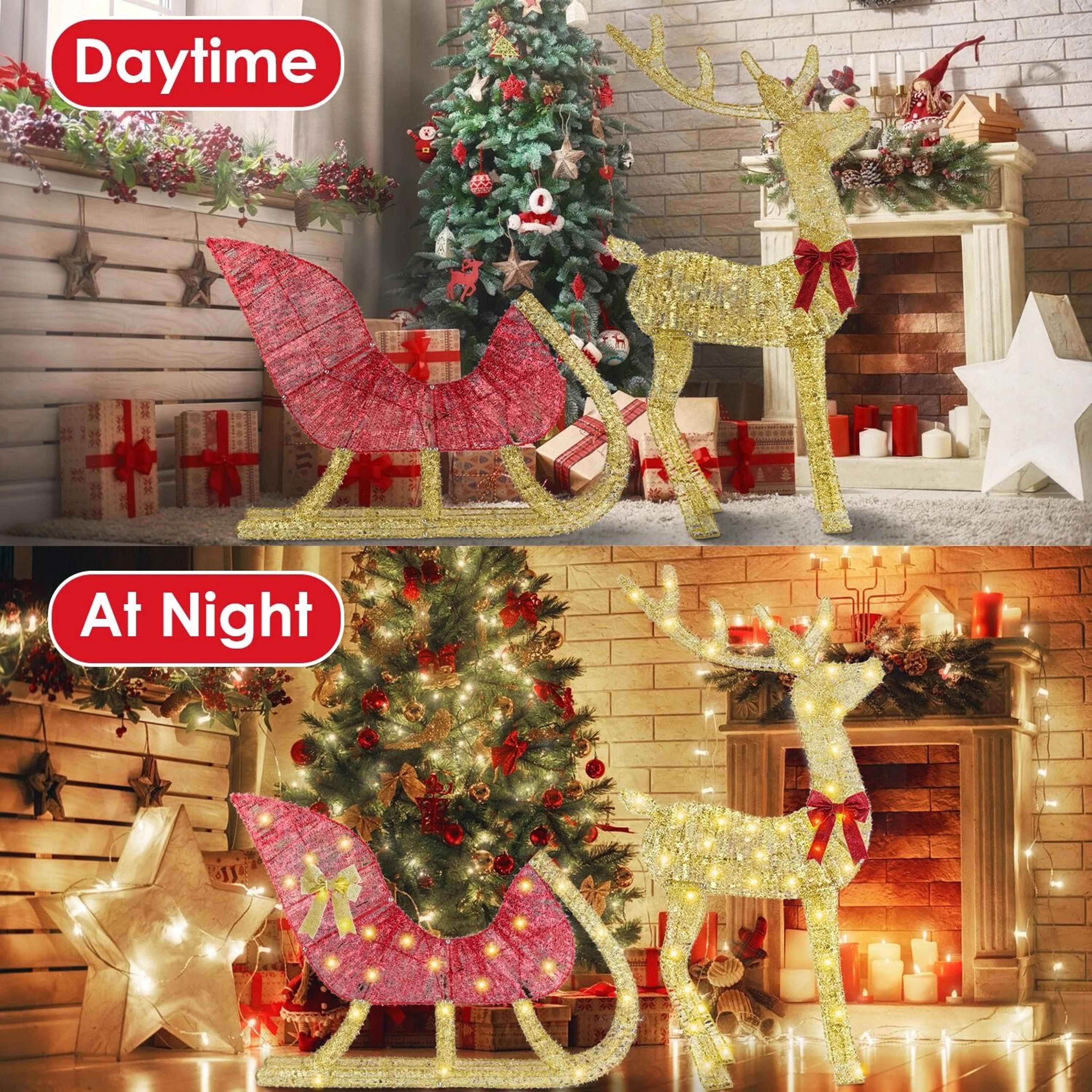 Xmas Christmas Gifts Christmas Reindeer  Sleigh Lighted Toys Holiday Decor Christmas Decor For Home 8