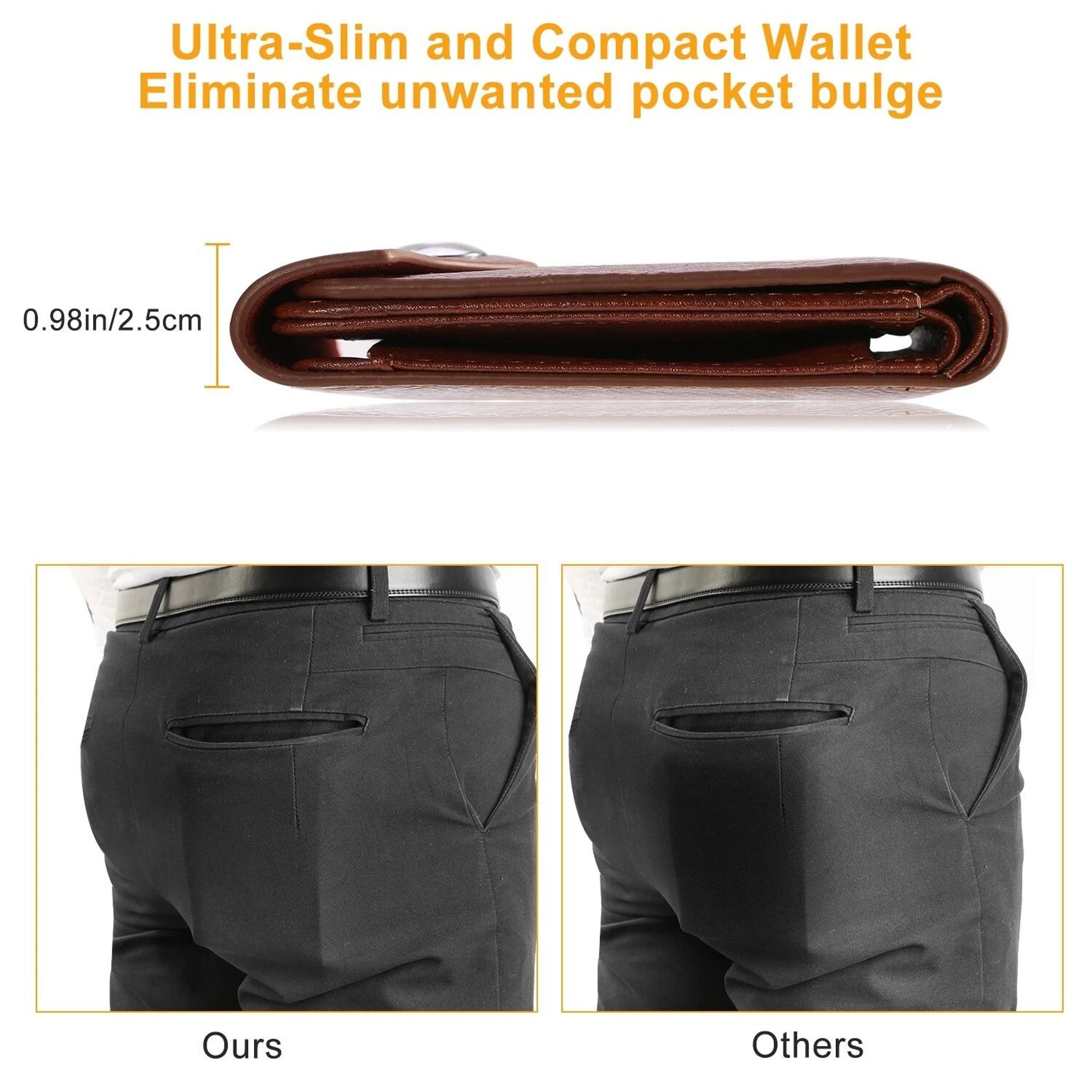 PU Leather Bifold Wallet For Men Wallet Holder With 2 ID Windows Coin Pocket 4
