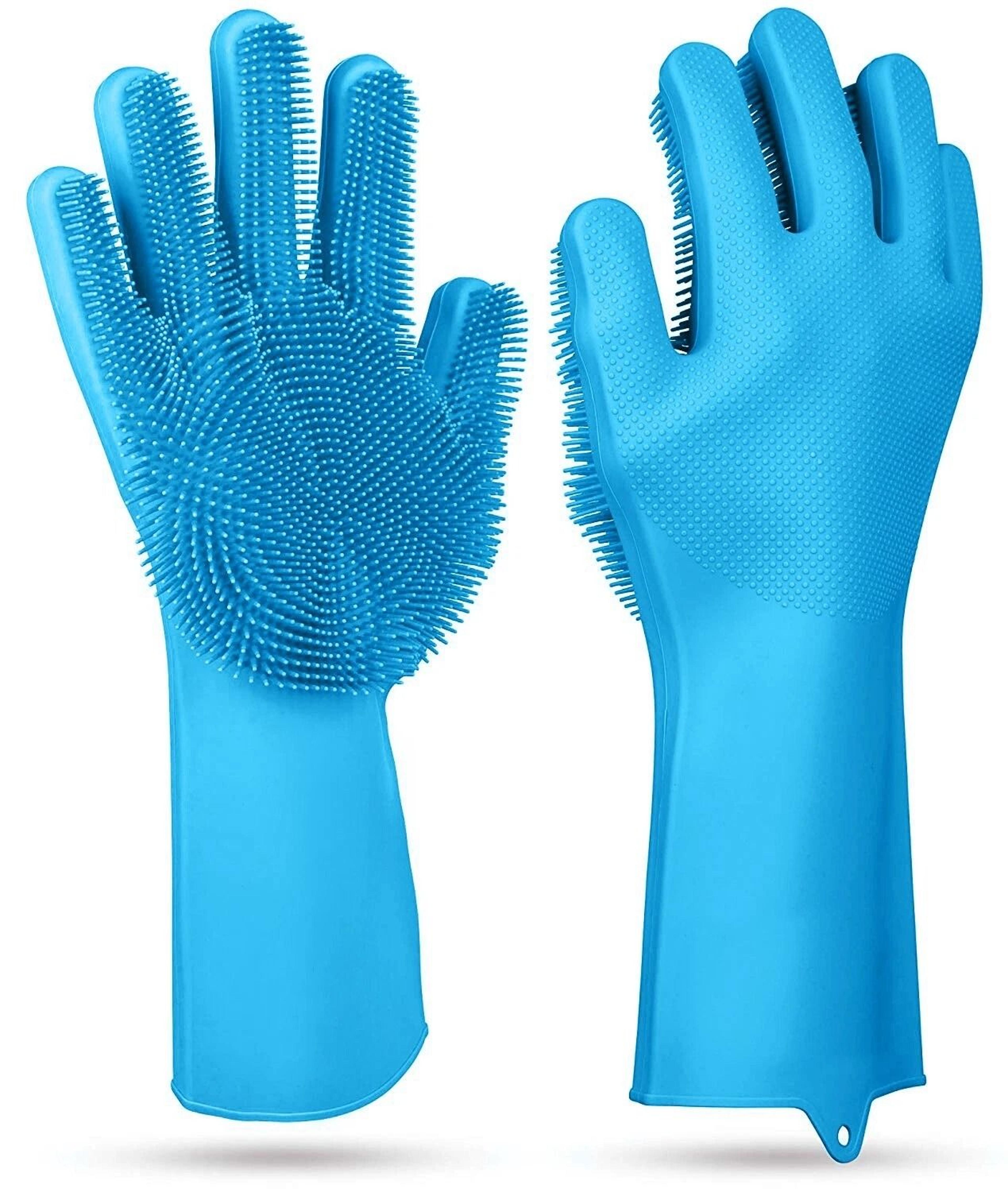 Reusable Magic Silicone Gloves For Kitchen Dishwashing Car Wash Cleaning Pair 10
