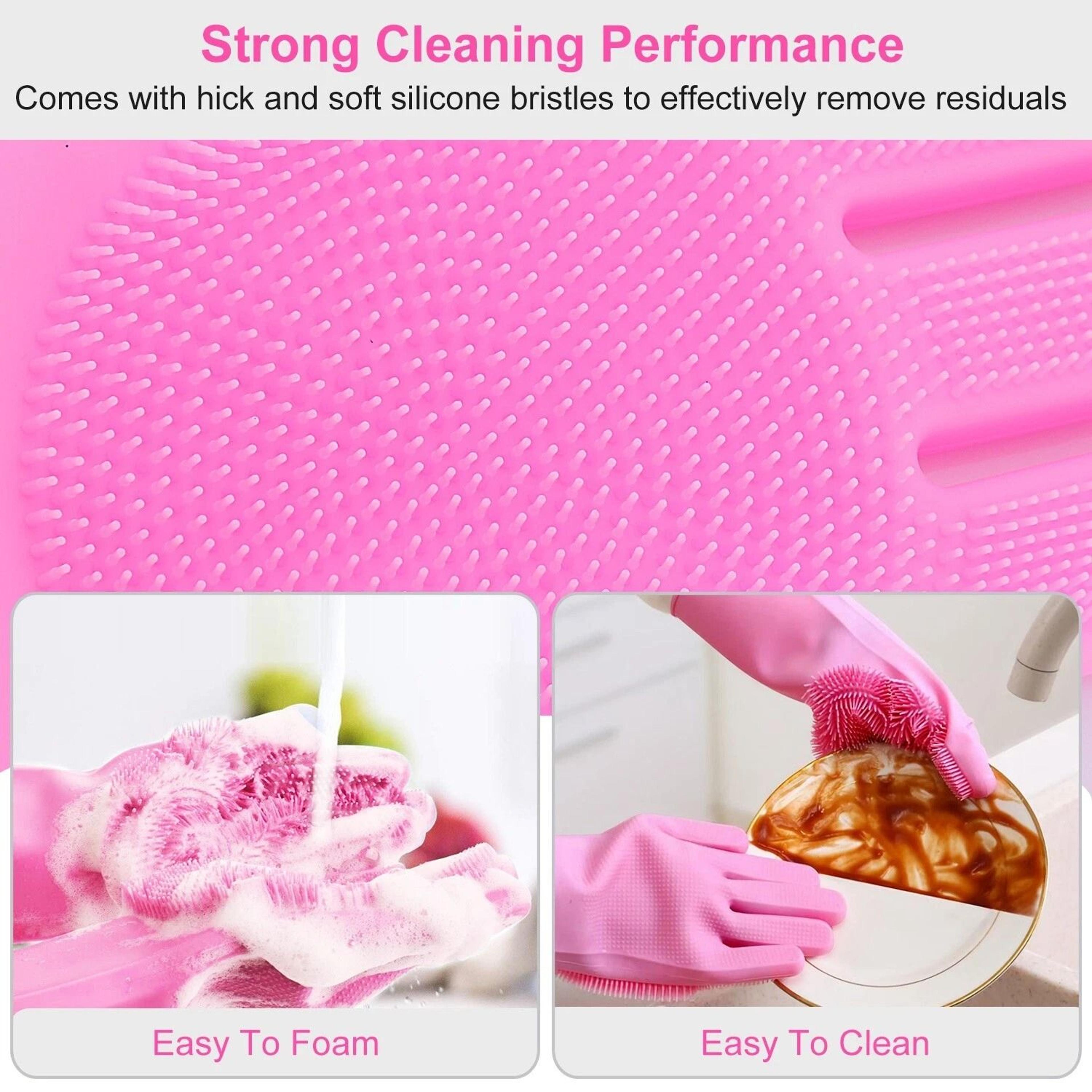 Reusable Magic Silicone Gloves For Kitchen Dishwashing Car Wash Cleaning Pair 7
