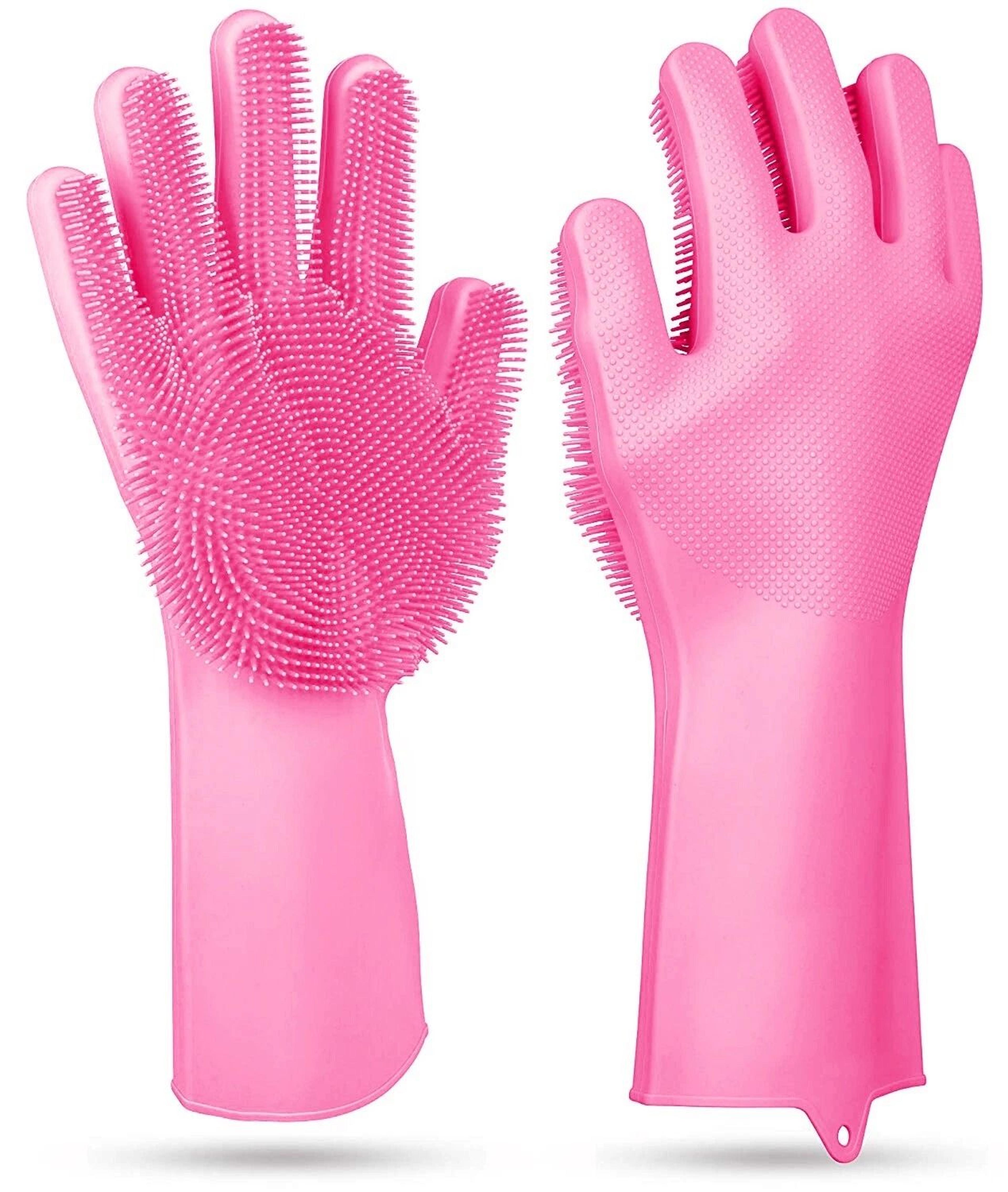 Reusable Magic Silicone Gloves For Kitchen Dishwashing Car Wash Cleaning Pair 11