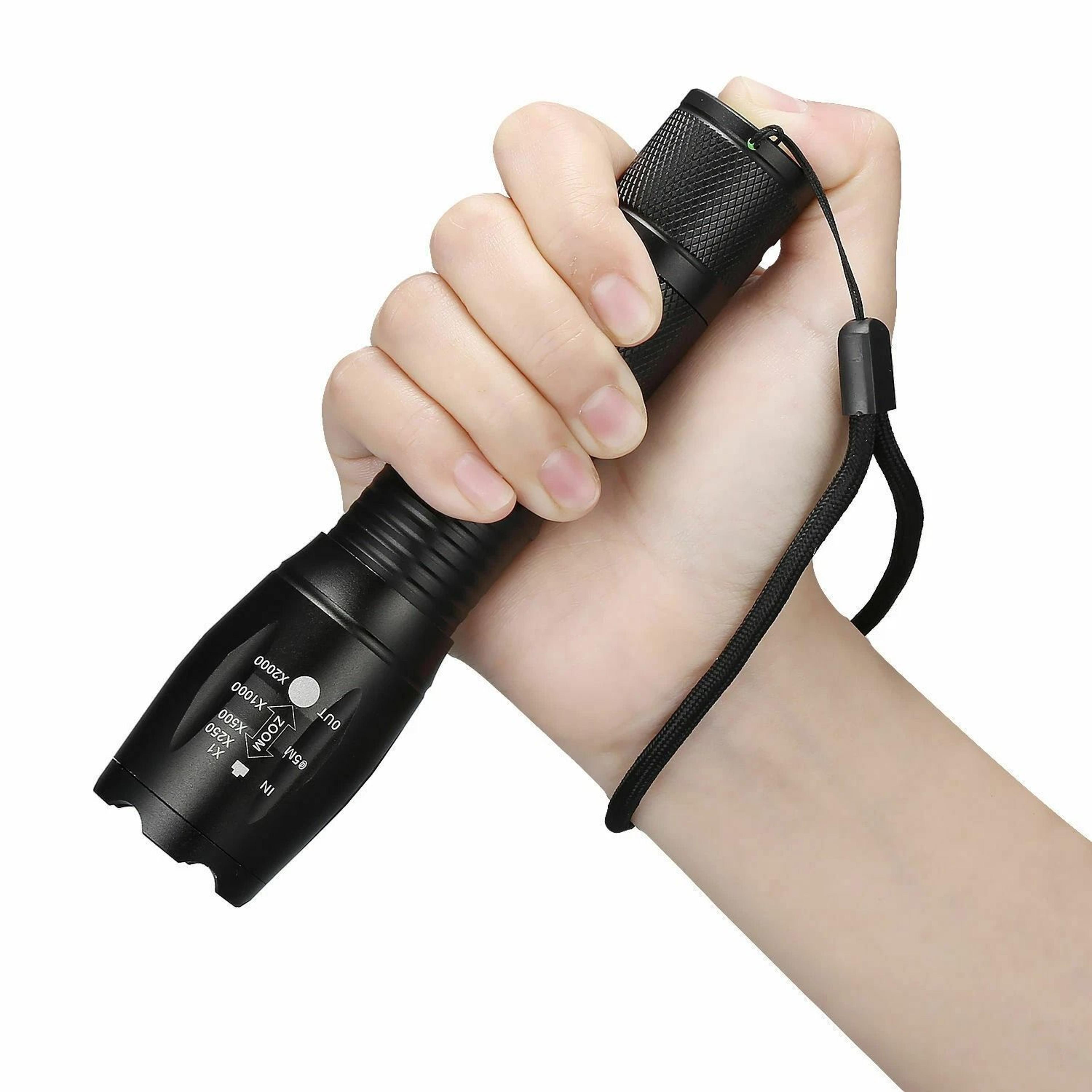 zoomable aluminum tactical flashlight, high powered 5modes, rechargeable led torch, durable outdoor light