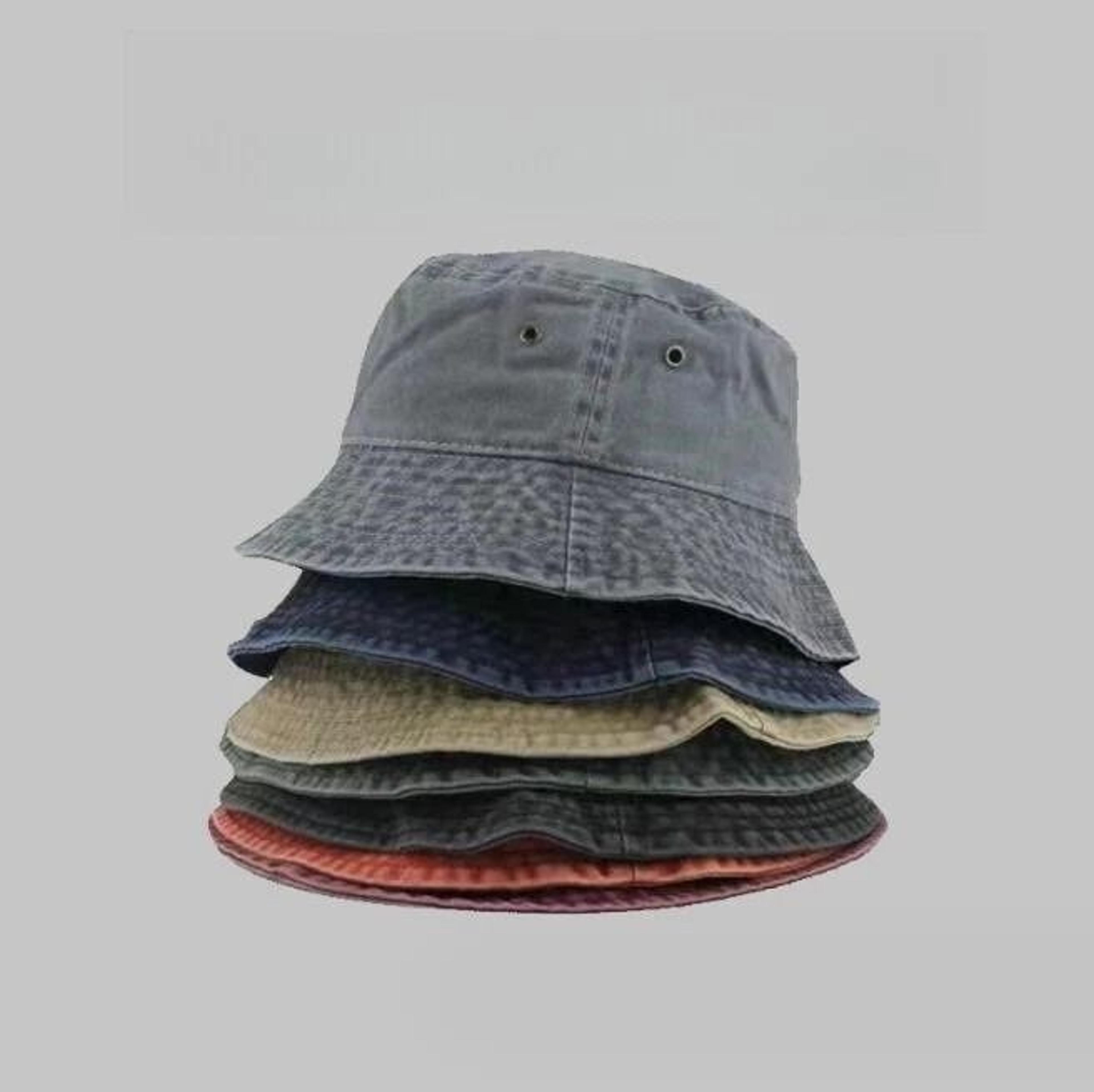 denim bucket hat visor, pigment washed dyed cap for hunting, fishing, outdoor sports, trendy outdoor headwear