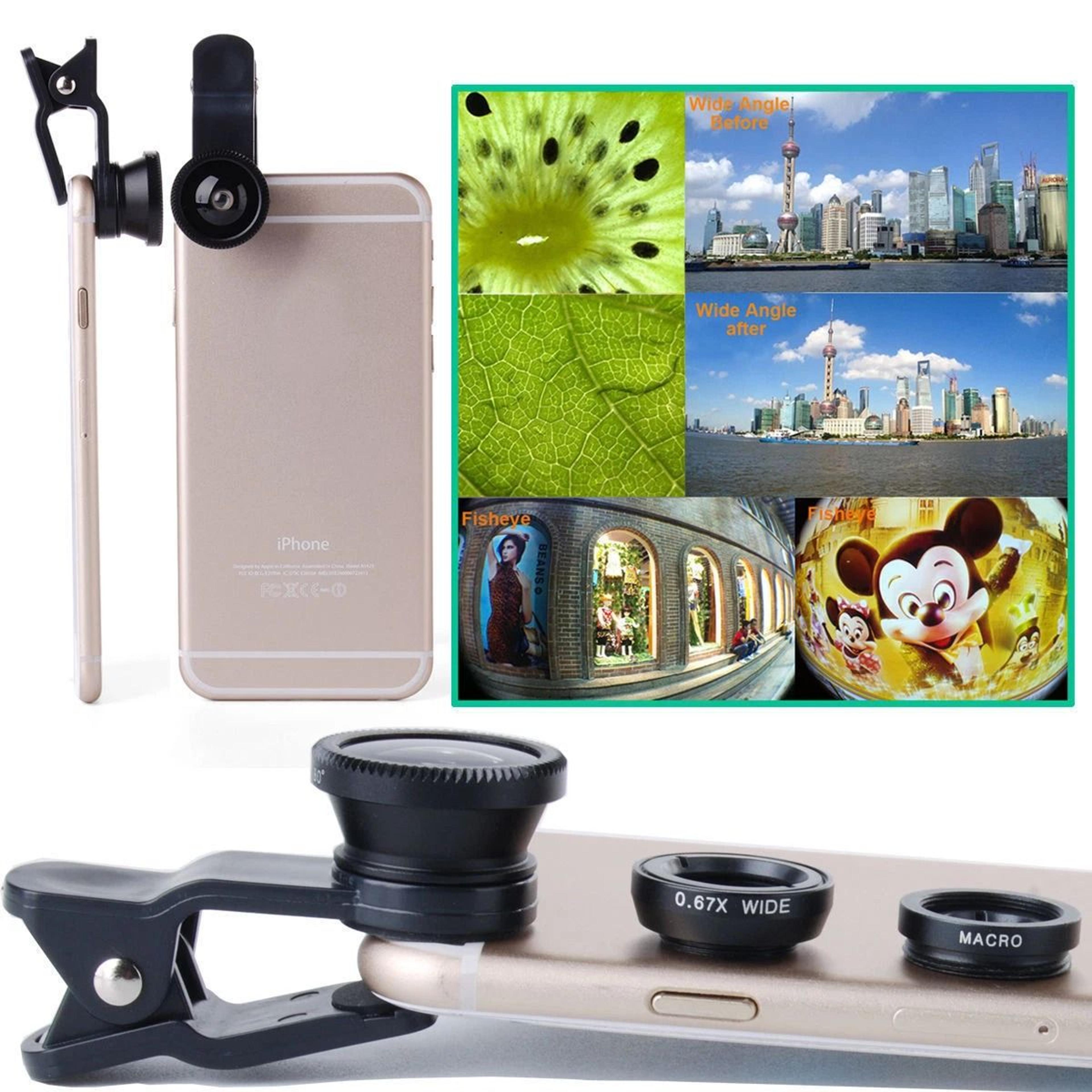 3 in1 lens kit, fish eye, wide angle, macro, telephoto lens camera accessory for iphone