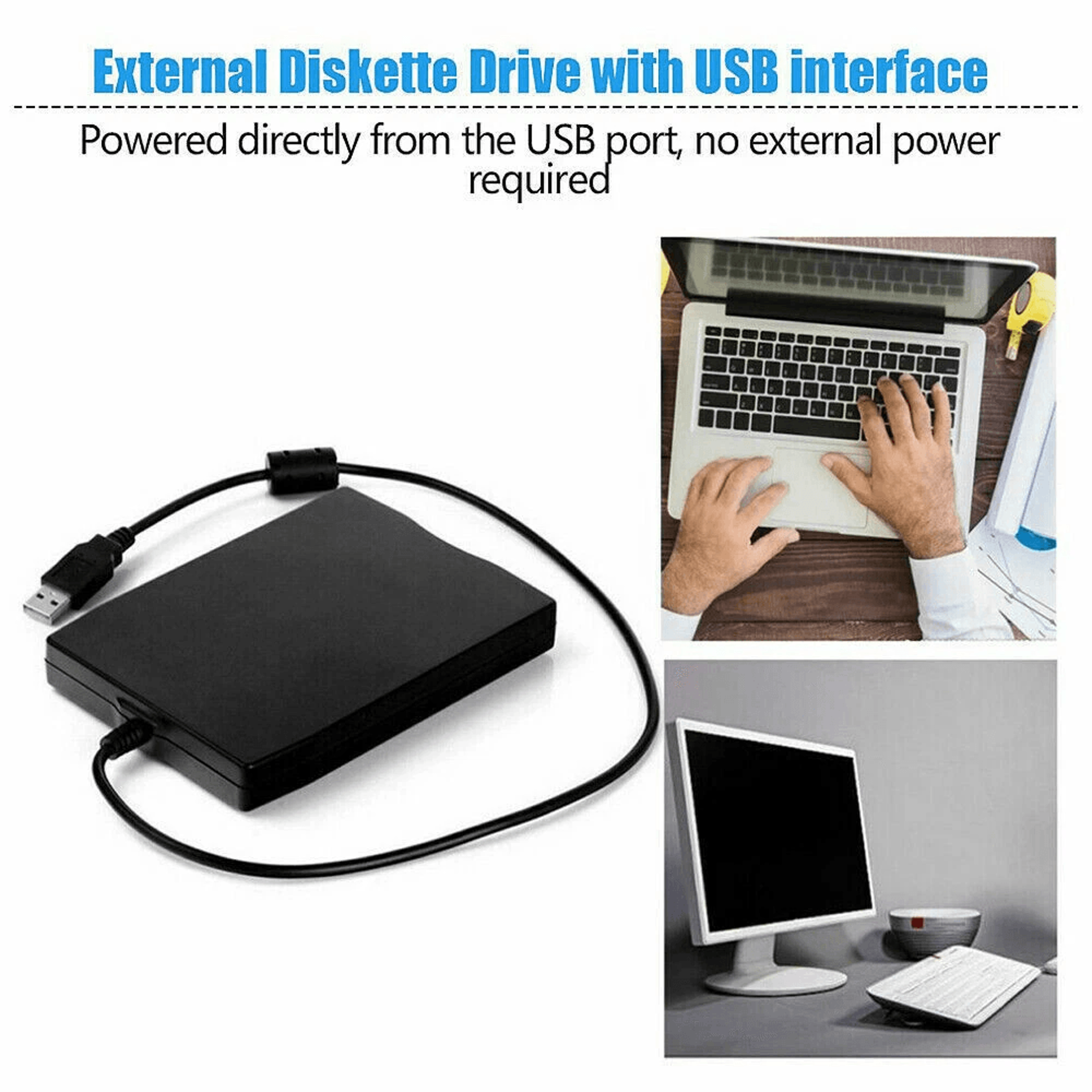 USB External Floppy Disk Drive Data Storage For Laptop PC 8