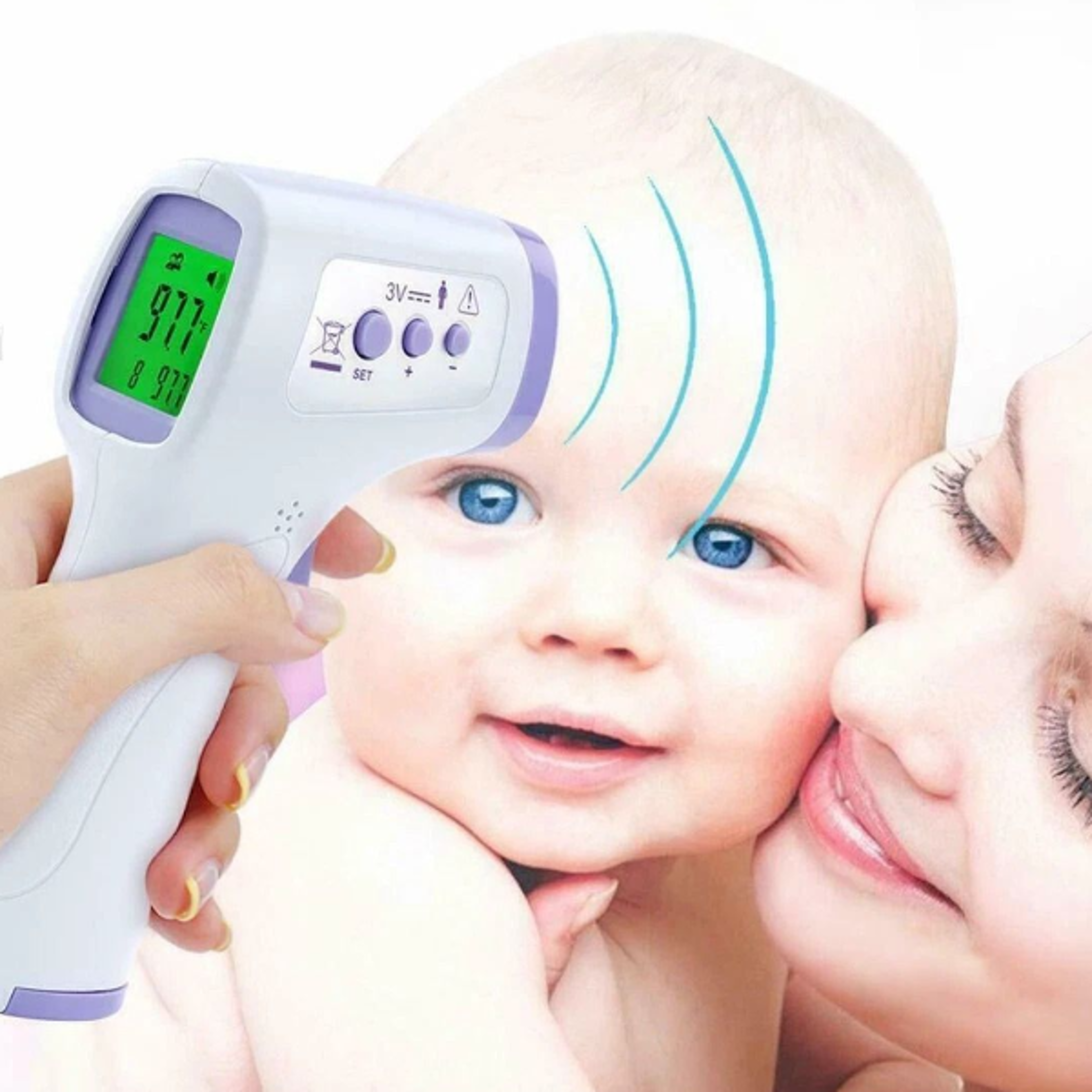 non-contact forehead baby temperature gun, large lcd digital infrared thermometer, instant readings for babies