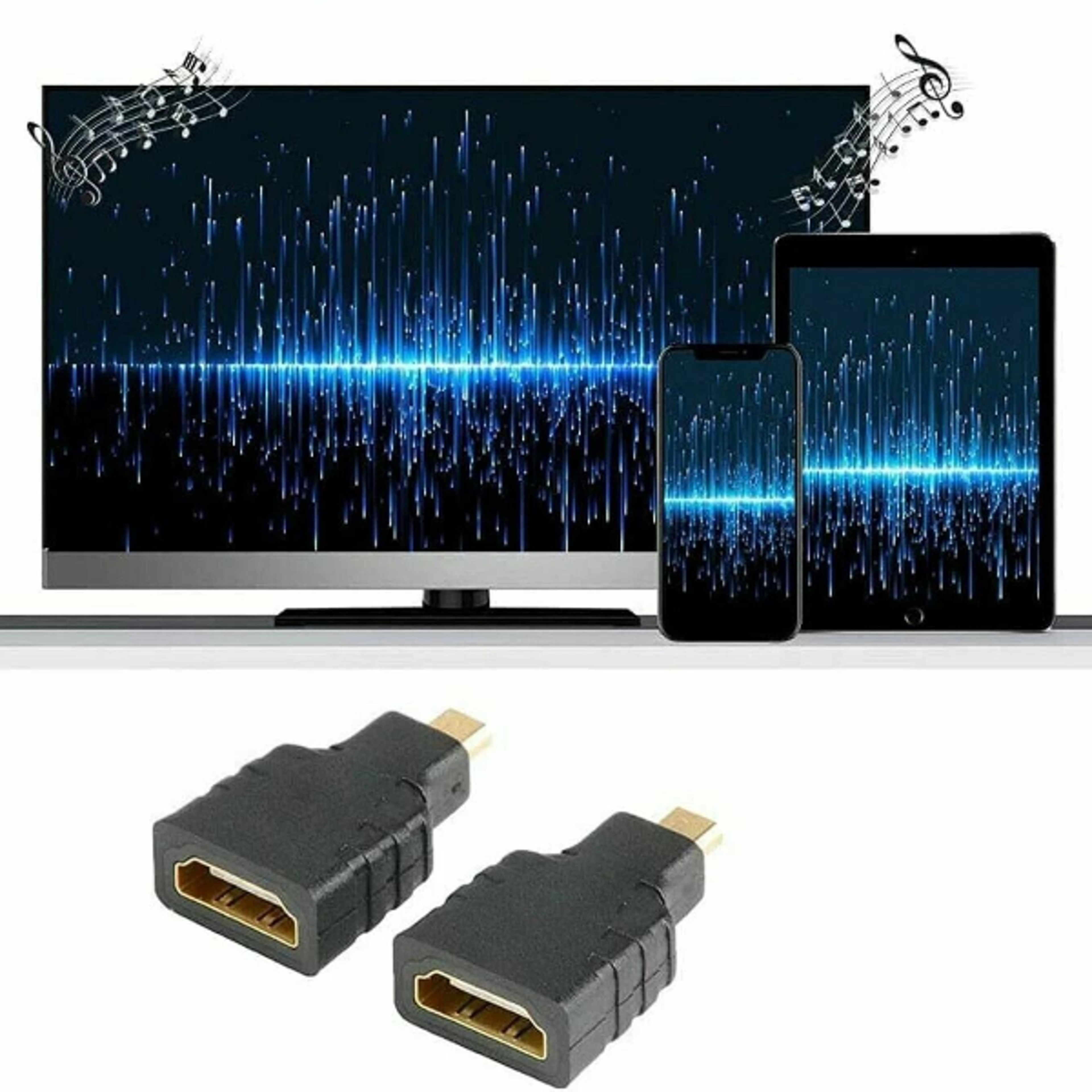 hdmi type a female to micro hdmi type d male, plated adapter converter, connector for seamless device connections