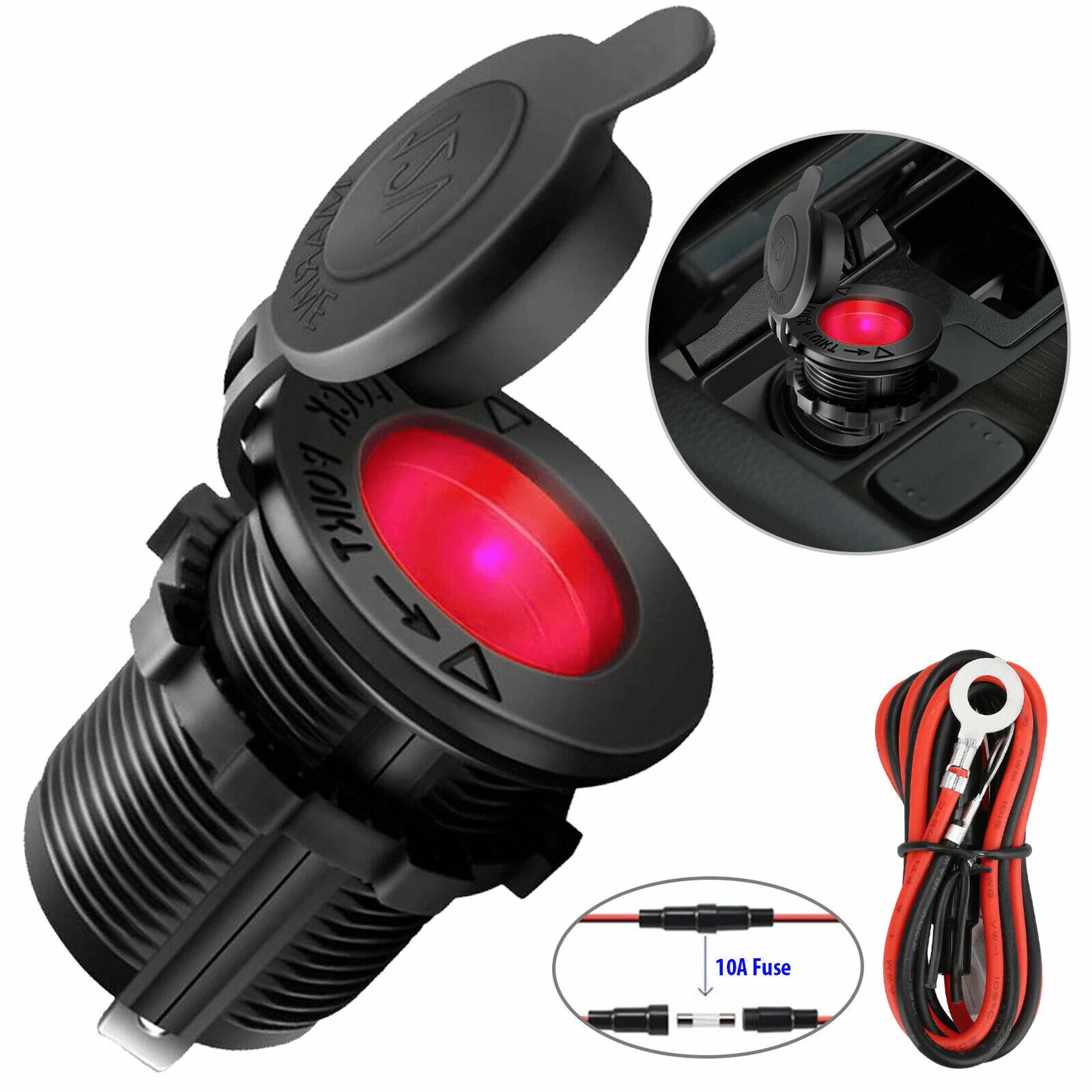 Motorcycle Boat 12V Waterproof Car Socket Cigarette Lighter Power Plug Outlet For Reliable Charging 11