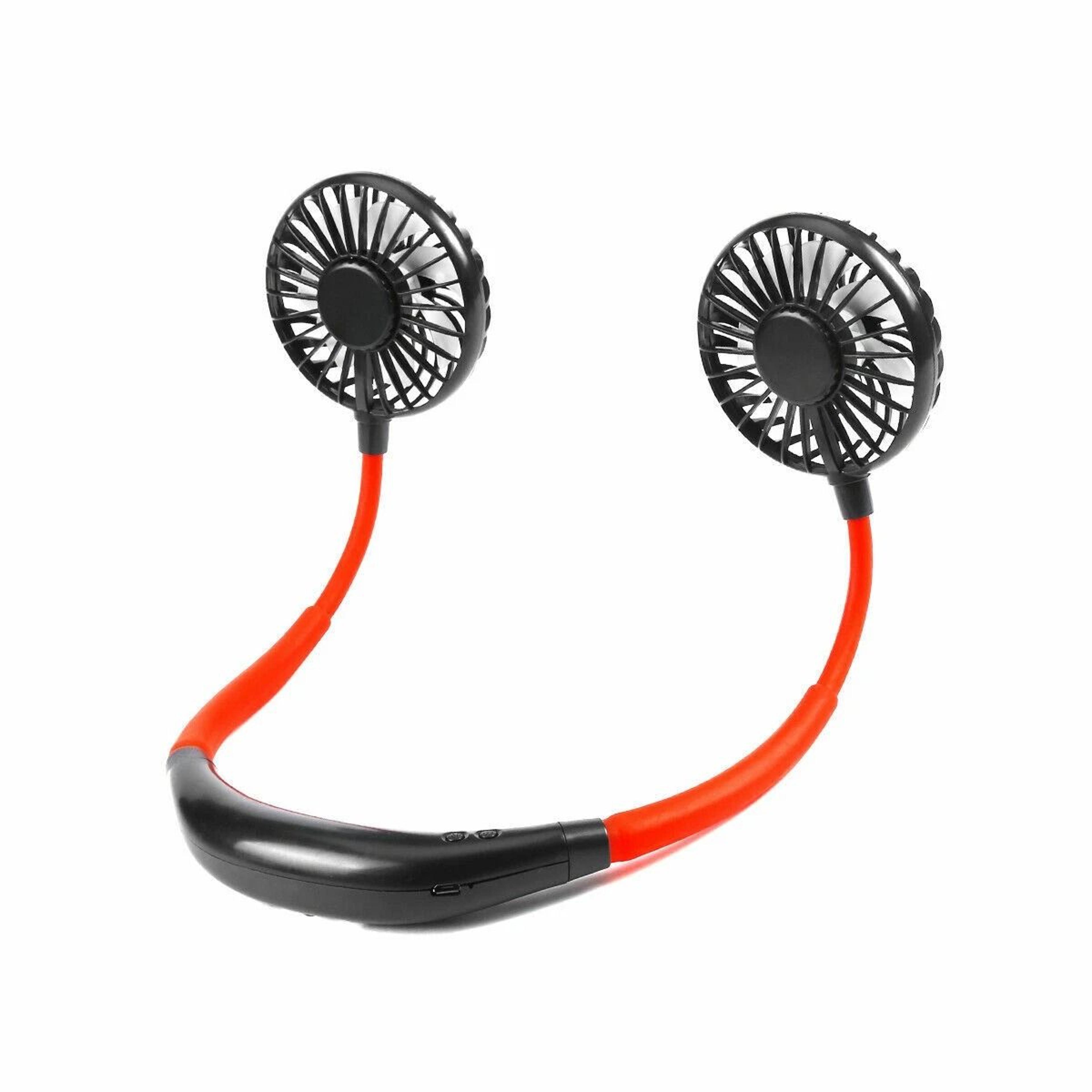 rechargeable led portable mini usb neckband fan, dual cooling, neck hanging fan for outdoor, travel, and home use
